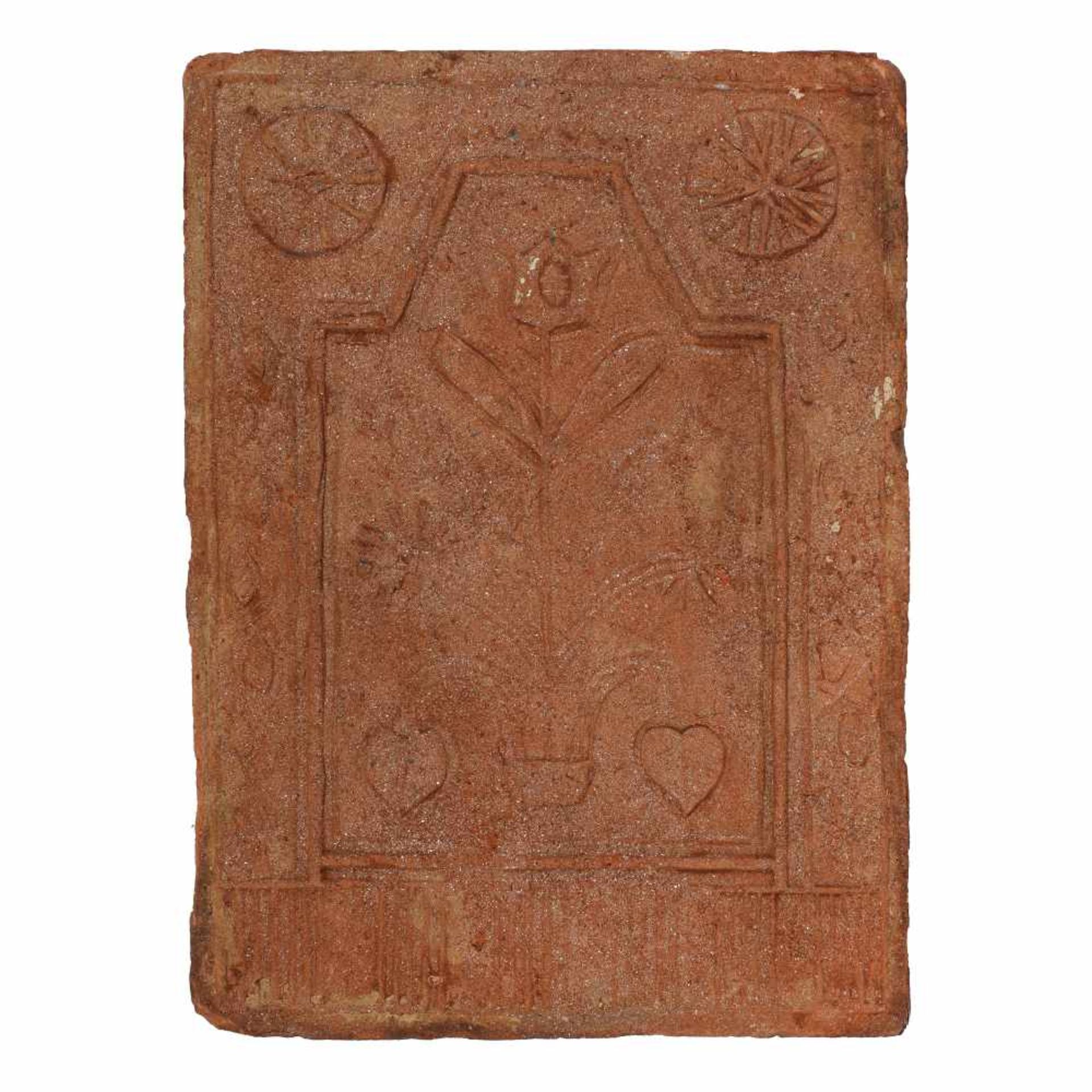 Decorative tile, unglazed, Brașov, late 18th century - early 19th century