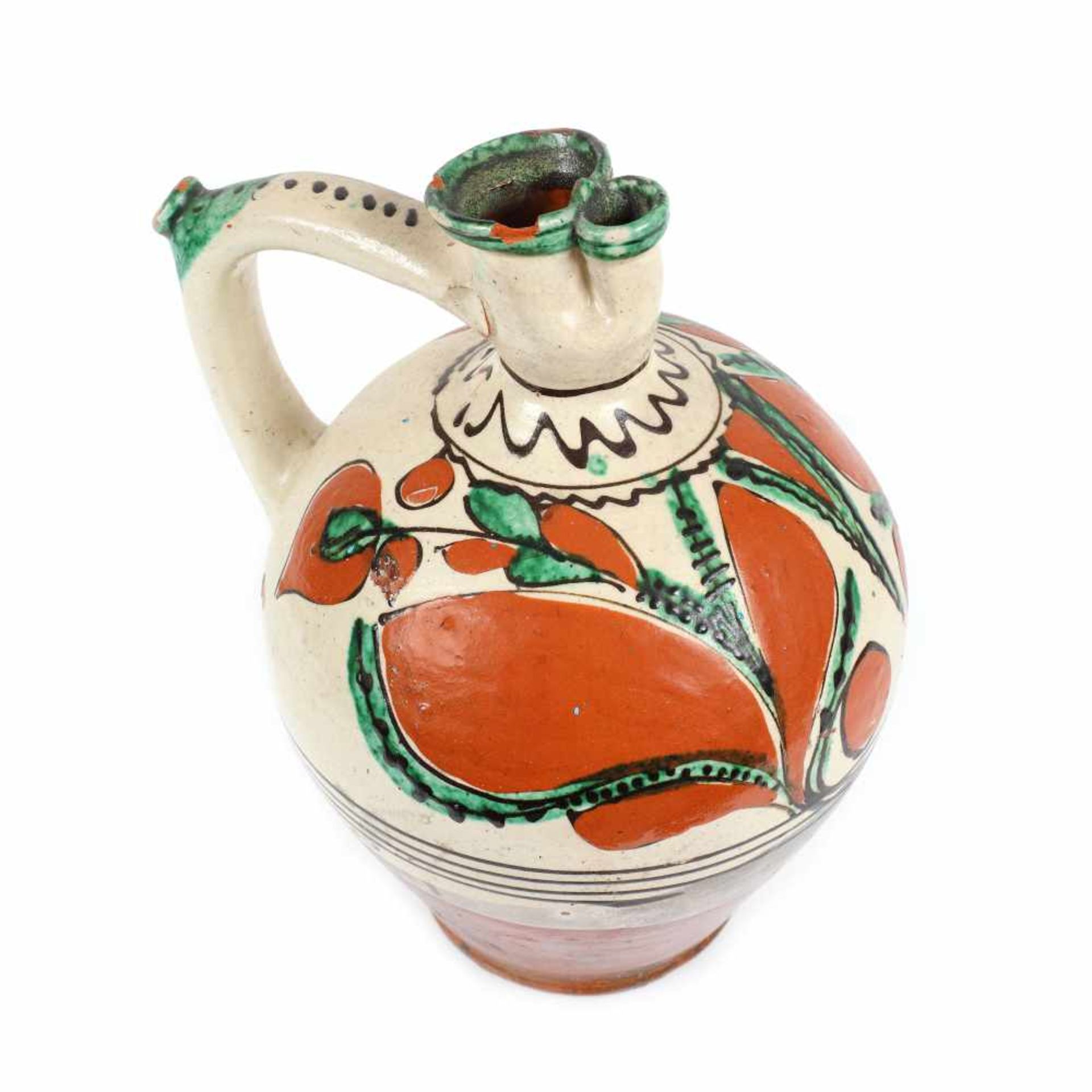 Godfather wine jug, decorated with vegetal motifs, Vama-Oaș area, approx. 1900 - Bild 3 aus 3