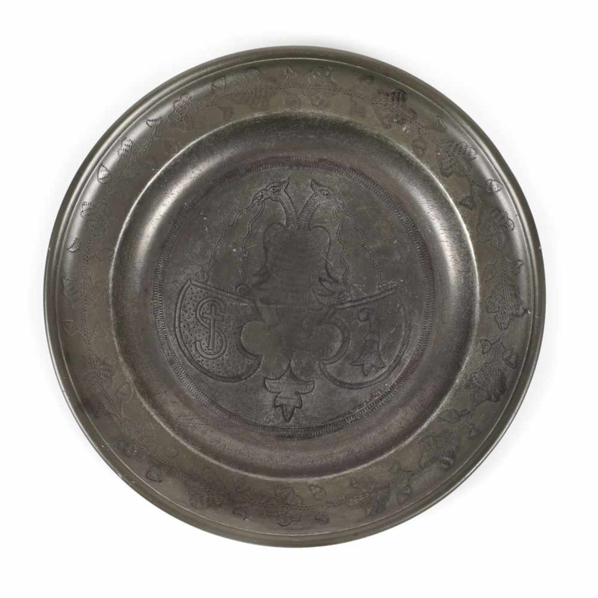 Tin plate, decorated with the bicephalous eagle, Transylvania, late 18th century - early 19th centur