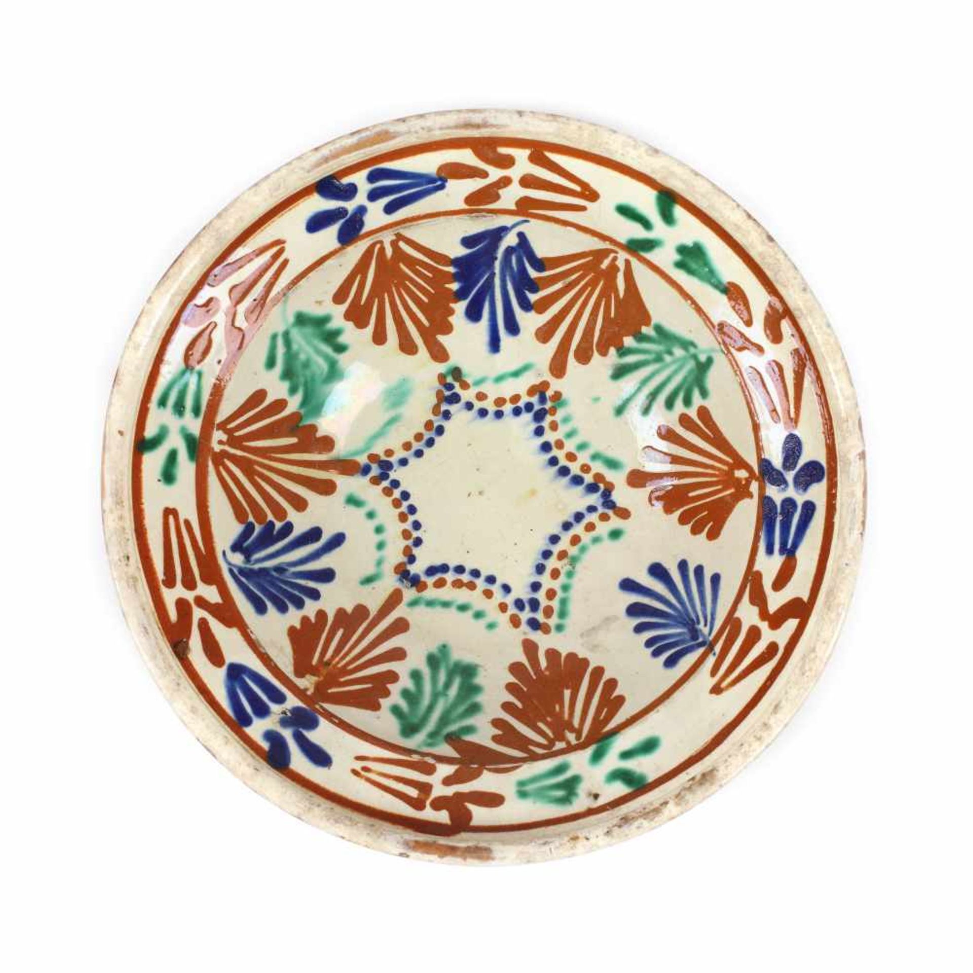 Plate, decorated with stylised geometric motifs, Făgăraș, approx. 1900