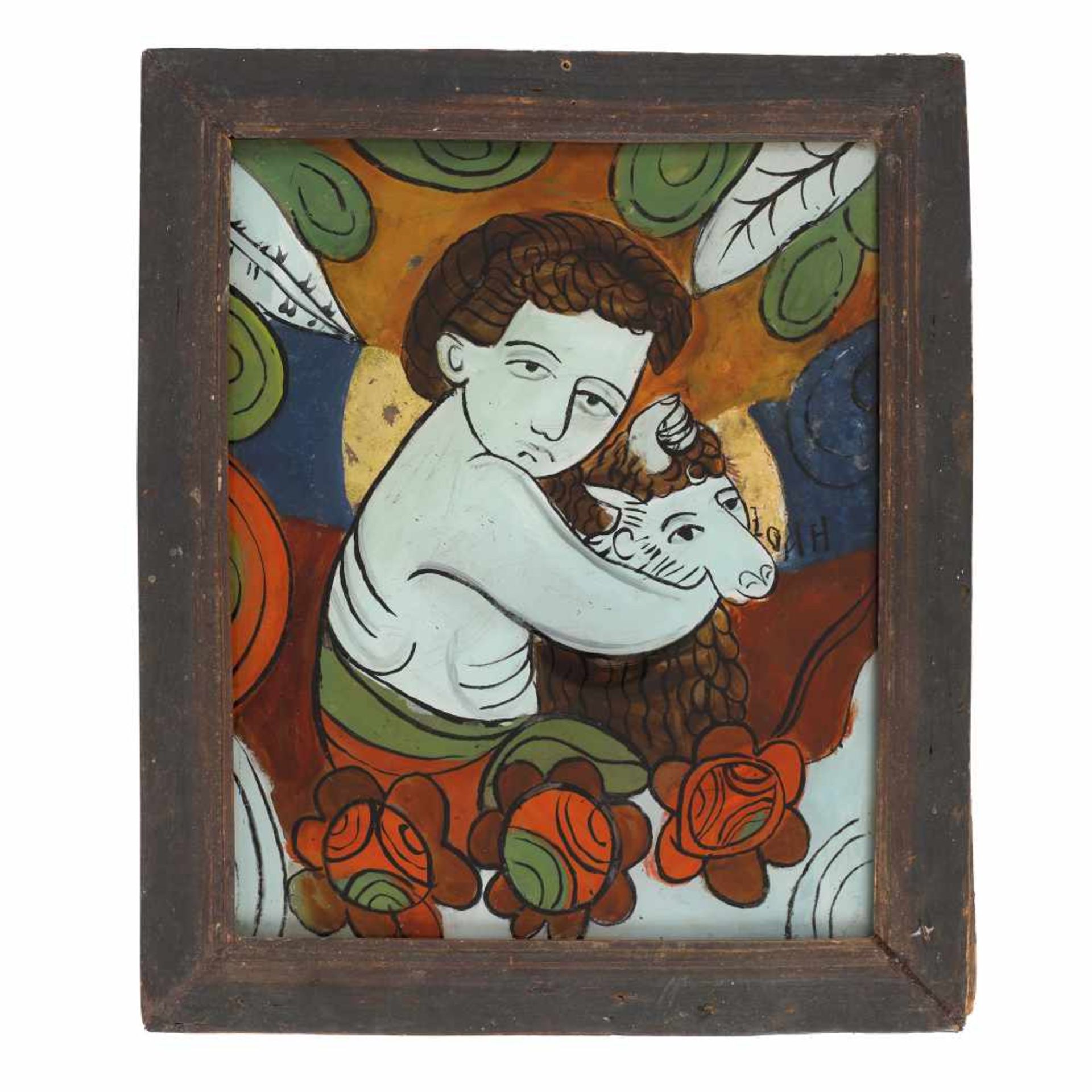 ”Child Saint John the Baptist”, painted frame, Transylvanian workshop (Nicula), second half of 1