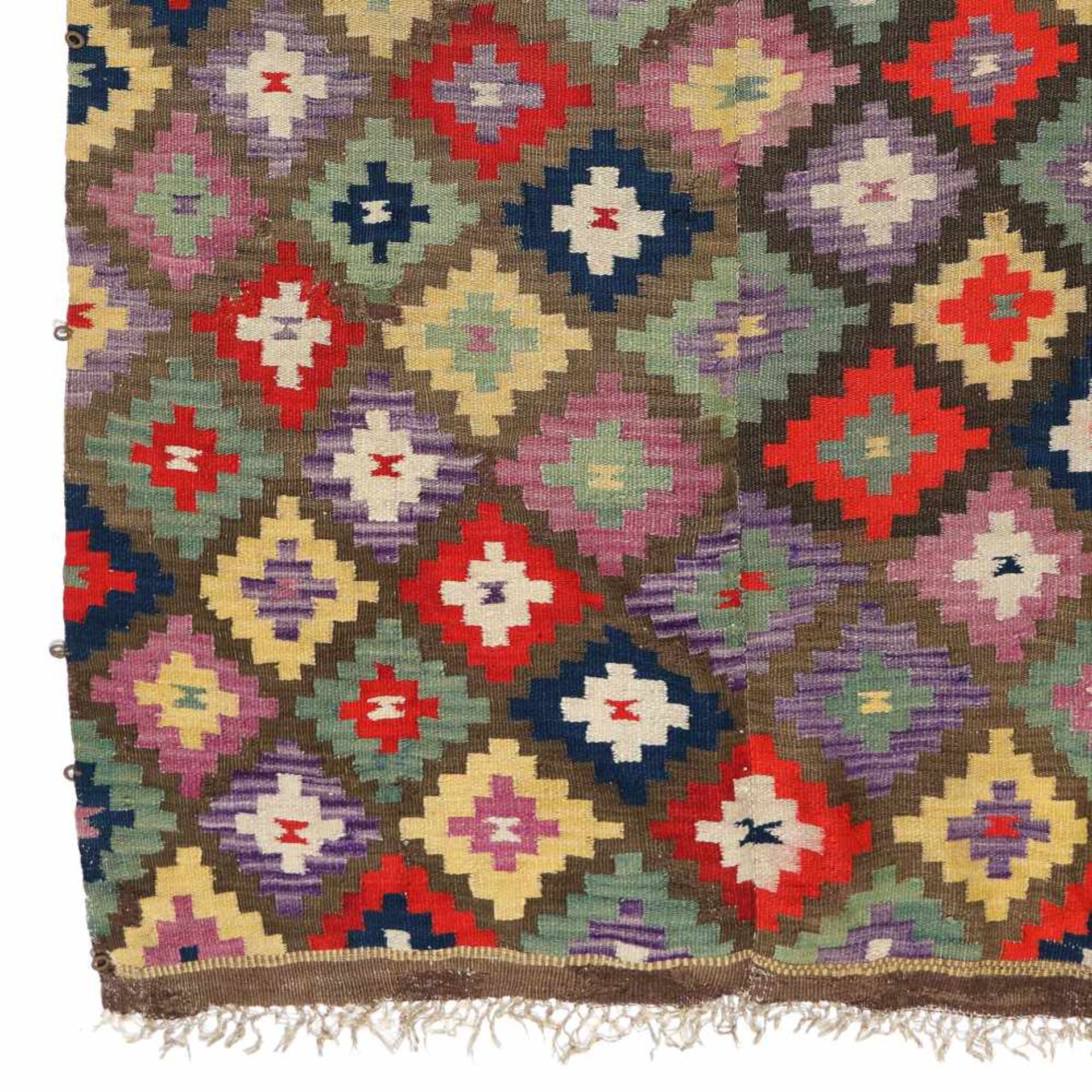 Wool rug decorated with rhombs, Muntenia, first half of 20th century - Image 2 of 2
