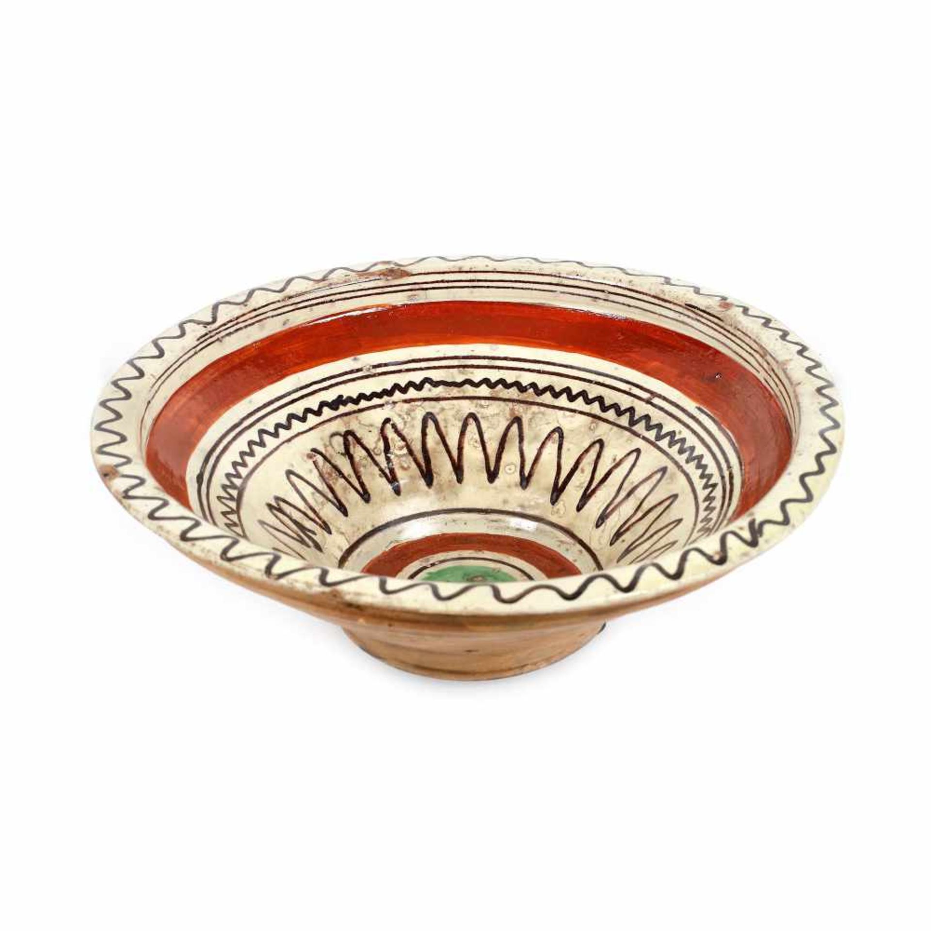 Bowl, decorated with stylised geometric motifs, Vâlcea, late 19th century - Image 2 of 2
