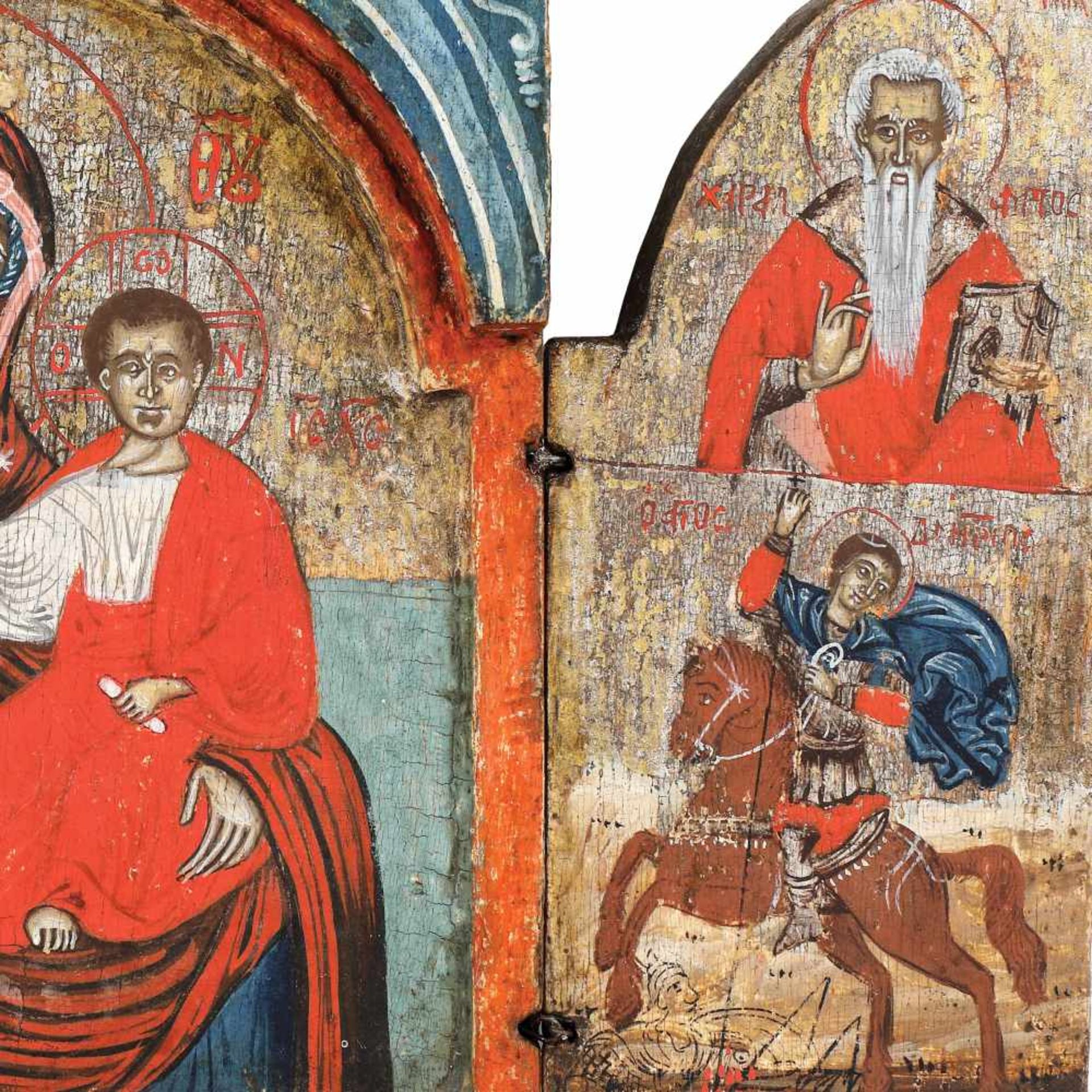 ”Virgin Mary and the Baby (Hodighitria), Saint George, Saint Haralambie and Saint Dumitru”, Gree - Bild 4 aus 4