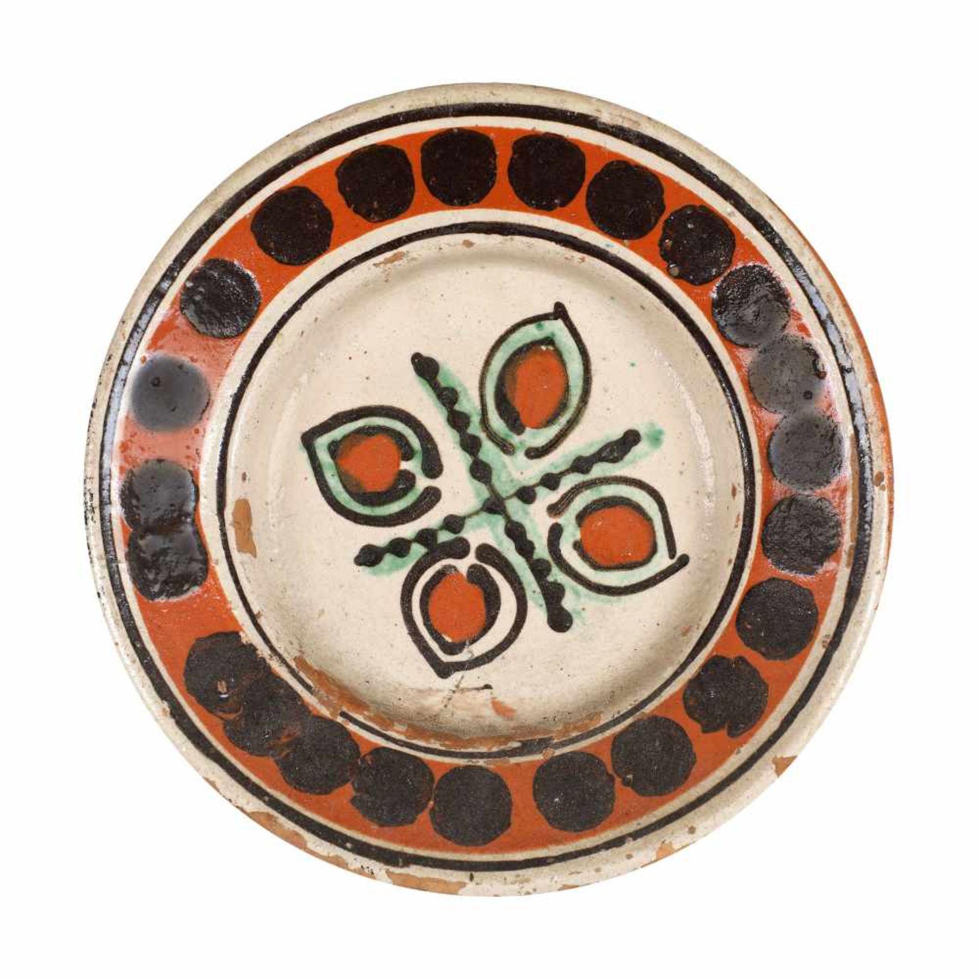 Plate, decorated with floral motifs, Vama-Oaș, Maramureș, 19th century