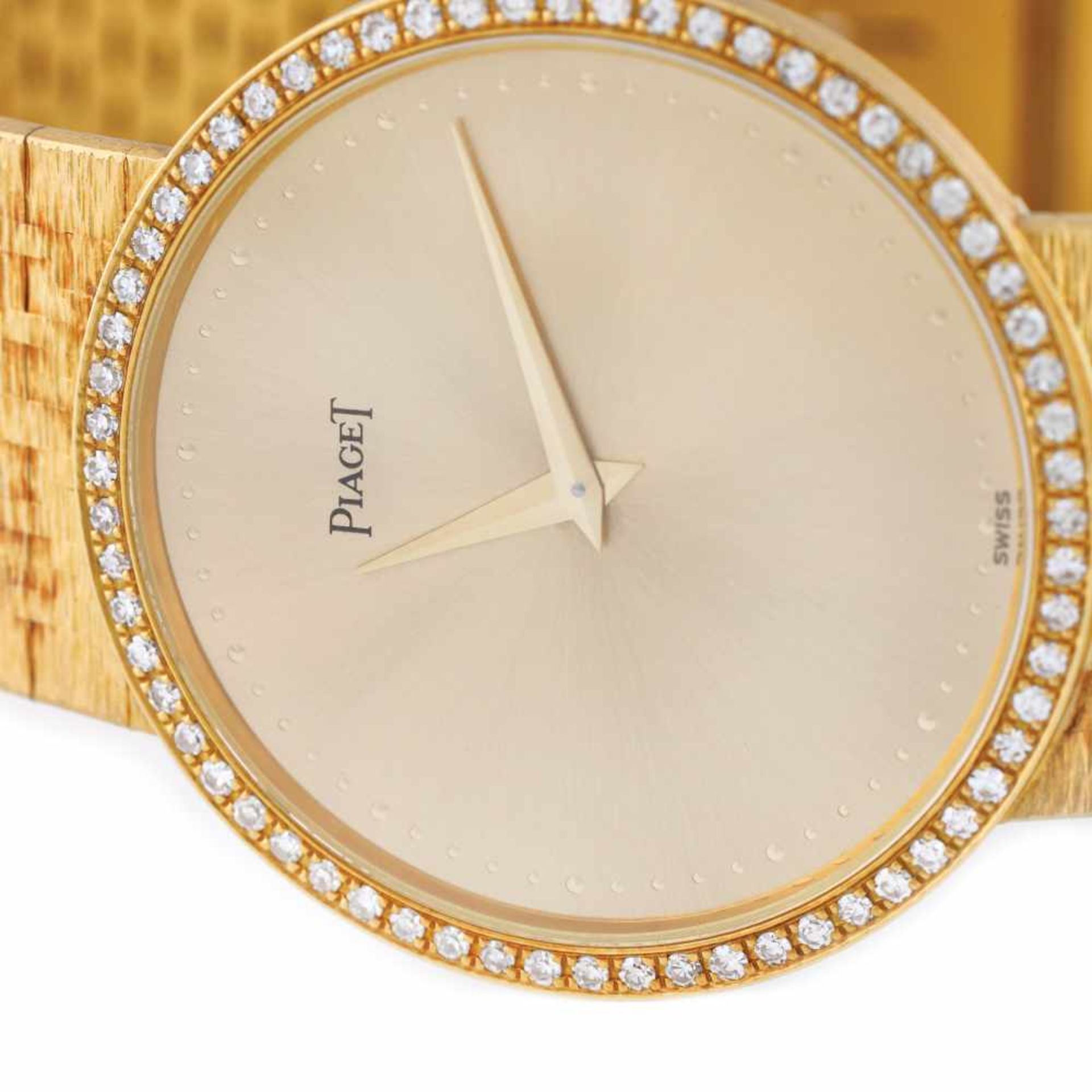 Piaget bracelet watch, gold, bezel decorated with diamonds, women, provenance documents and original - Bild 2 aus 3