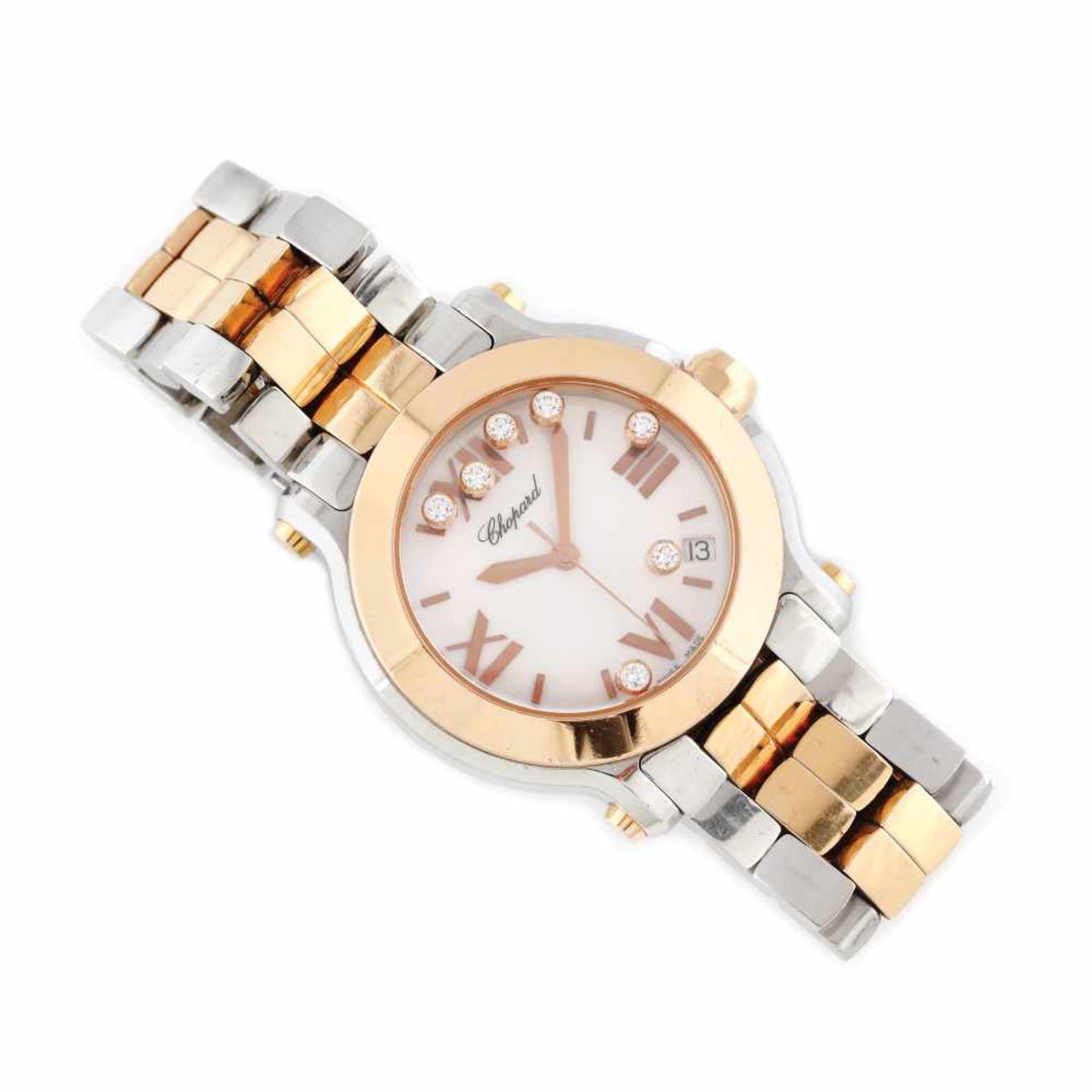 Chopard Happy Sport bracelet watch, gold and steel, women, decorated with mobile diamonds, provenanc - Bild 2 aus 3