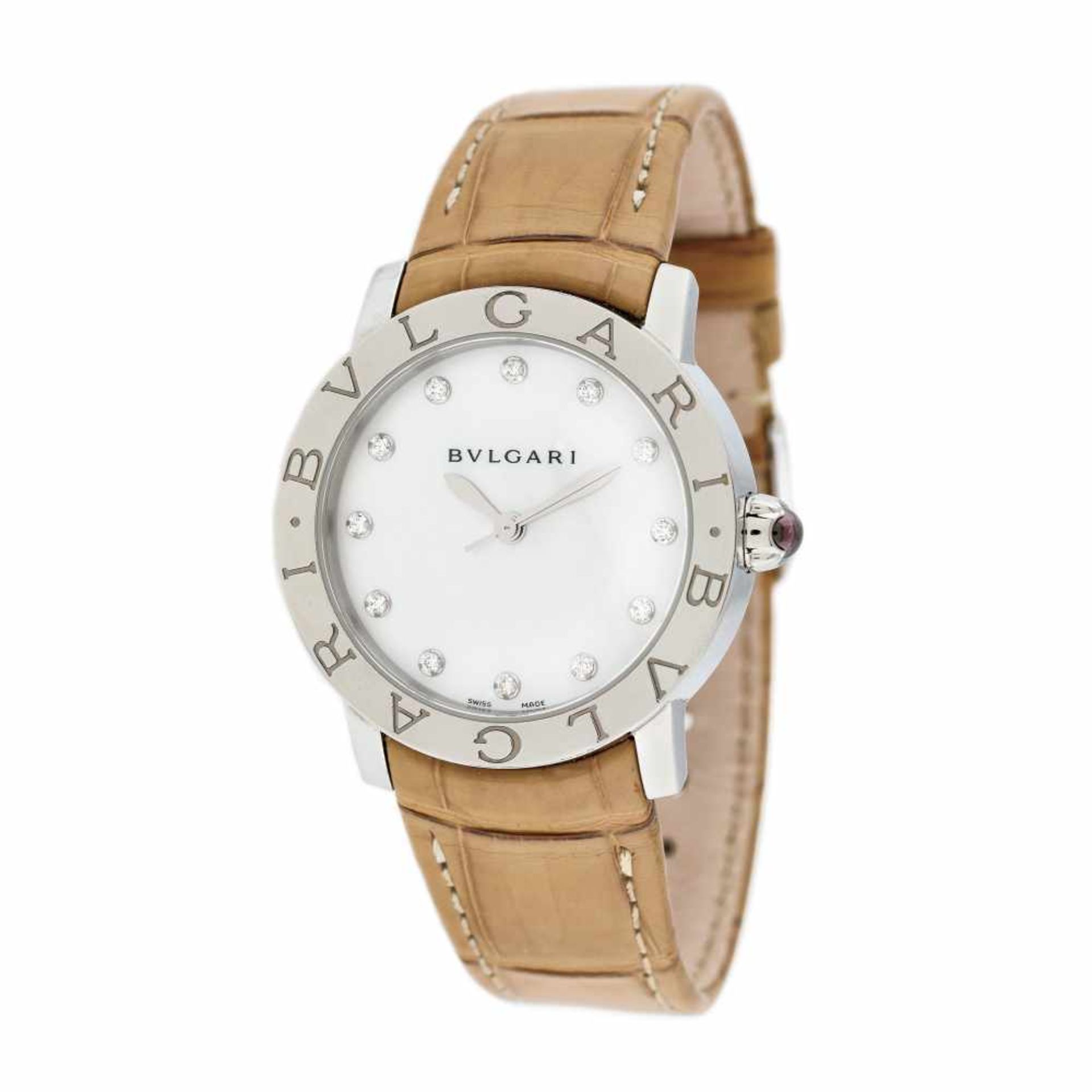 Bvlgari wristwatch, decorated with diamonds and mother of pearl, women