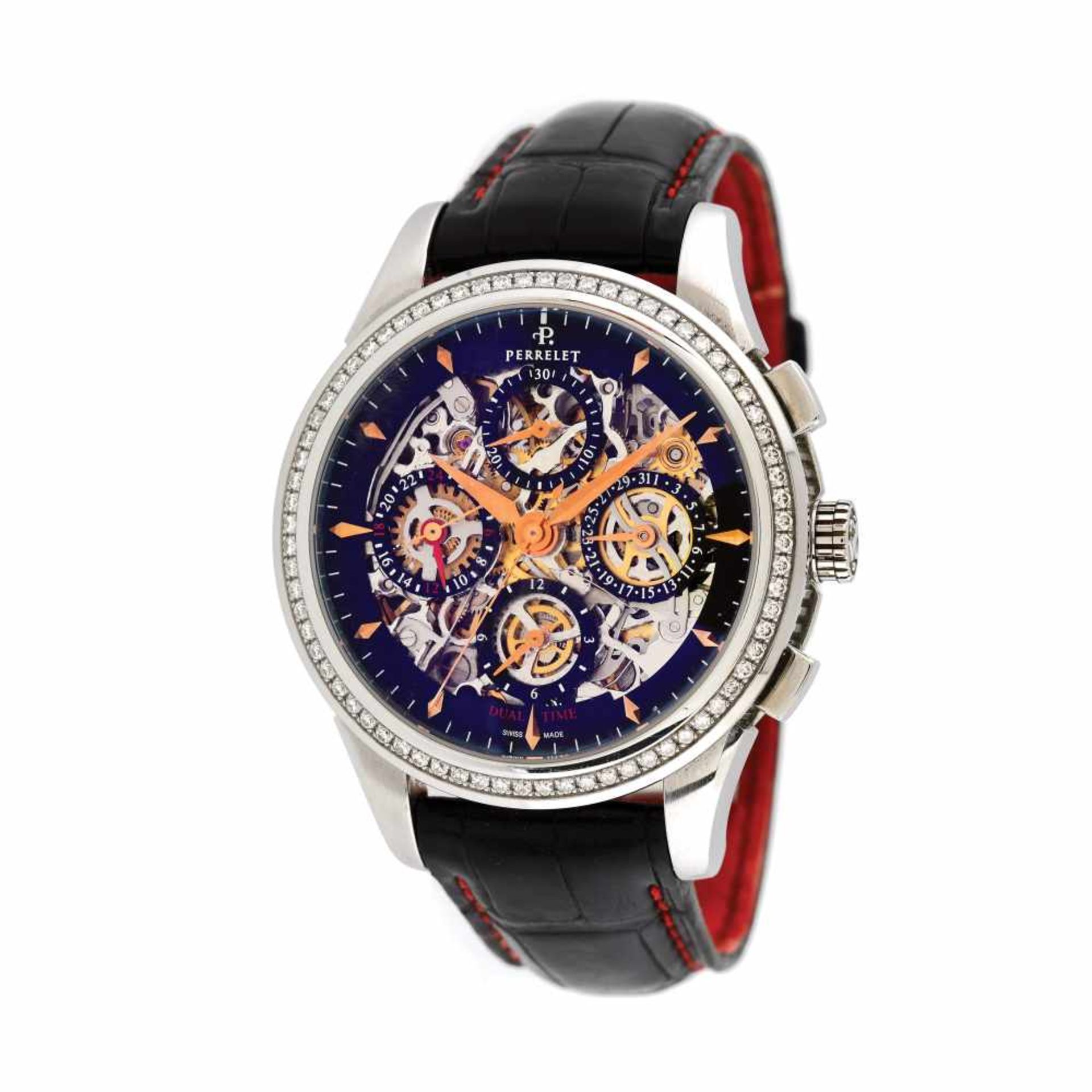 Perrelet Skeleton Chronograph wristwatch, unisex, decorated with diamonds