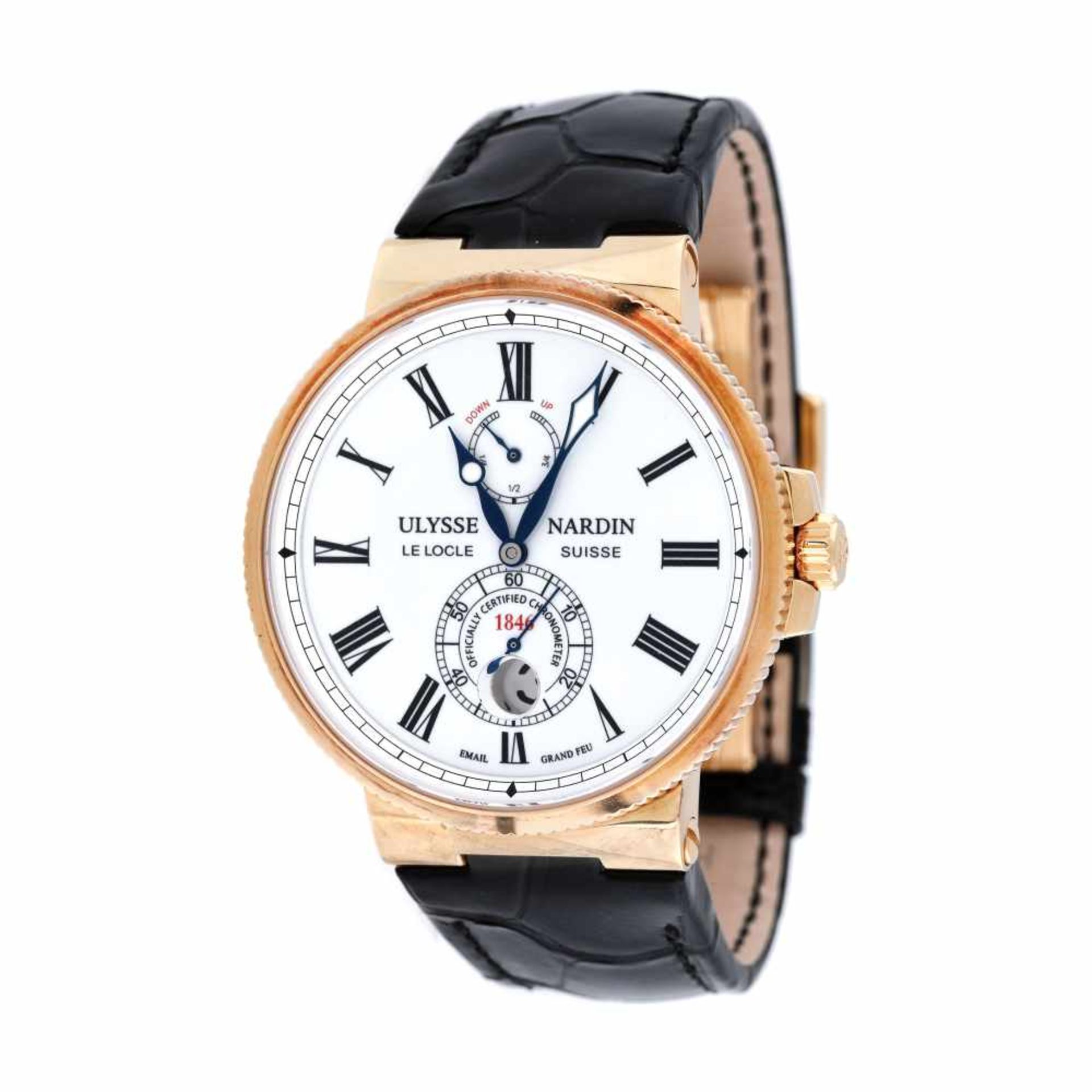 Ulysse Nardin Marine Chronometer wristwatch, rose gold, men, limited edition 22/30, provenance docum