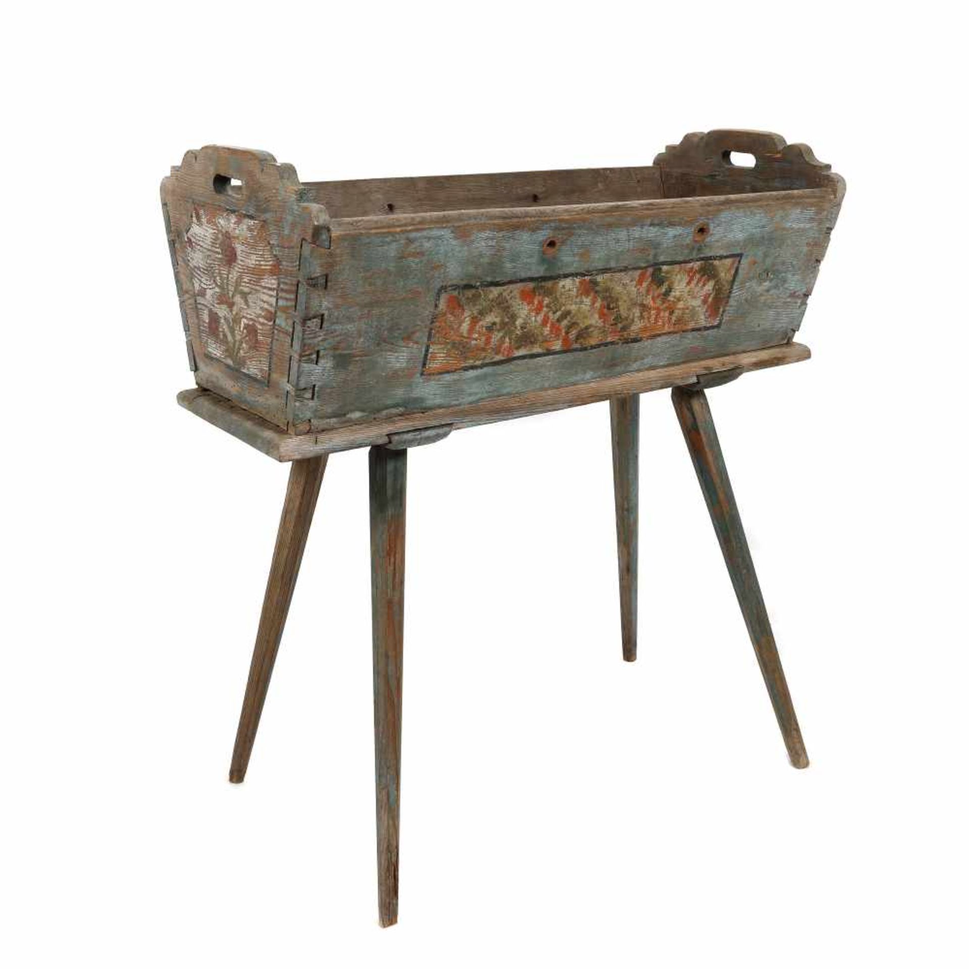 Painted Transylvanian Saxon crib for children, decorated with floral motifs, late 19th century - Bild 2 aus 4