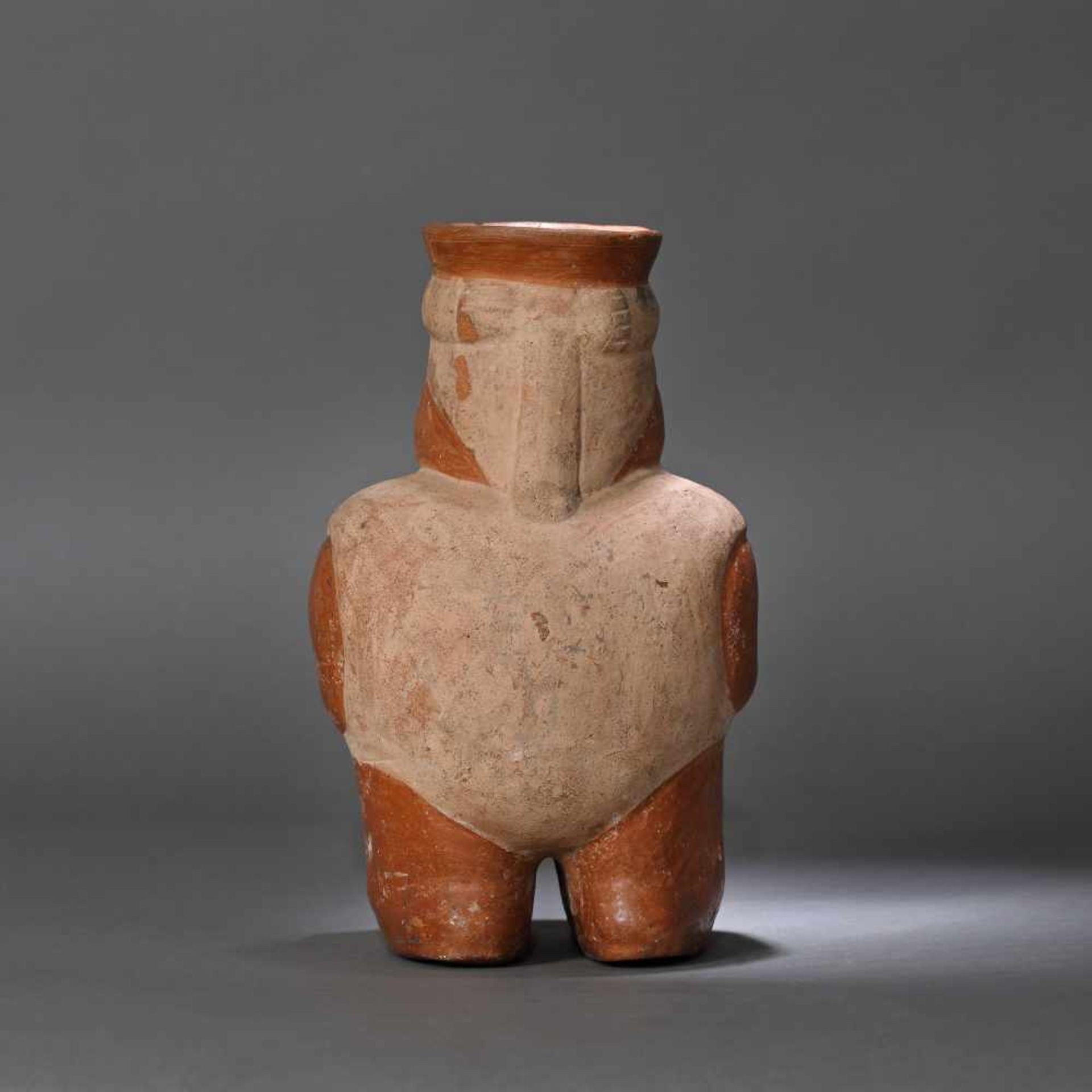 Painted ceramic vessel, illustrating a man, Moche culture, Peru, approx. 1,200 years old, 9th centur - Bild 4 aus 6