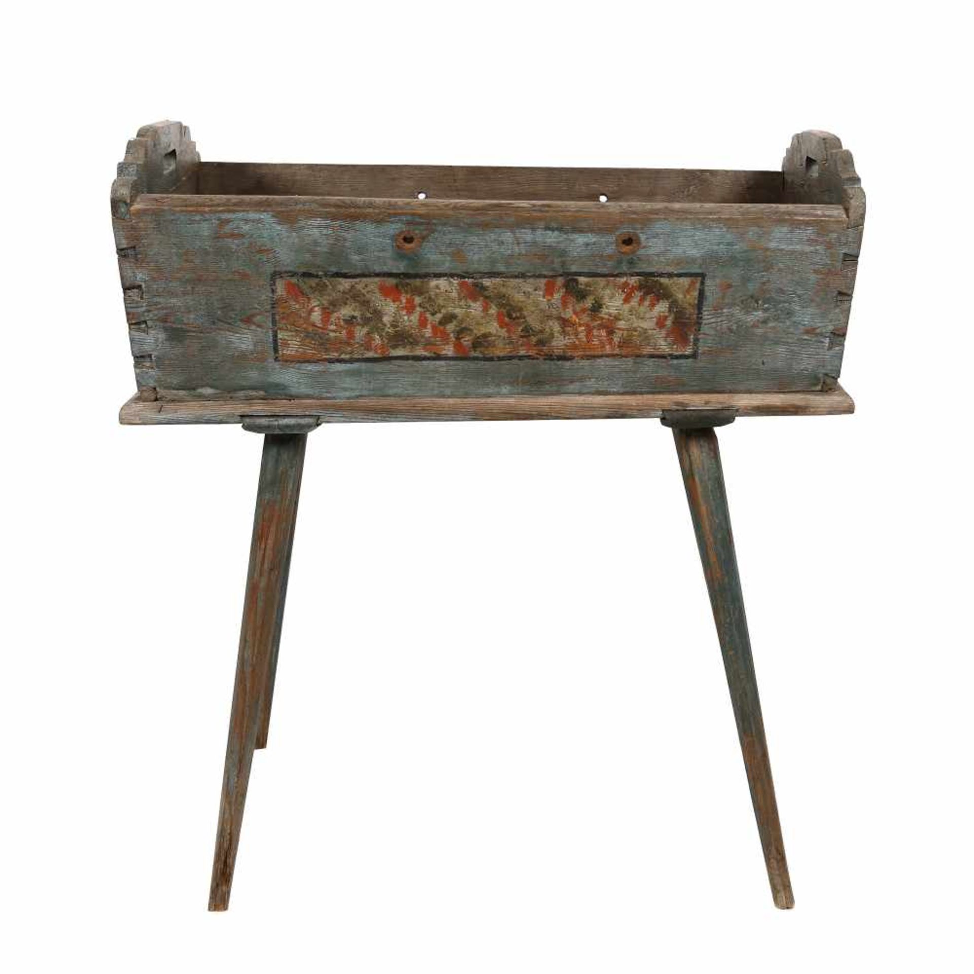 Painted Transylvanian Saxon crib for children, decorated with floral motifs, late 19th century