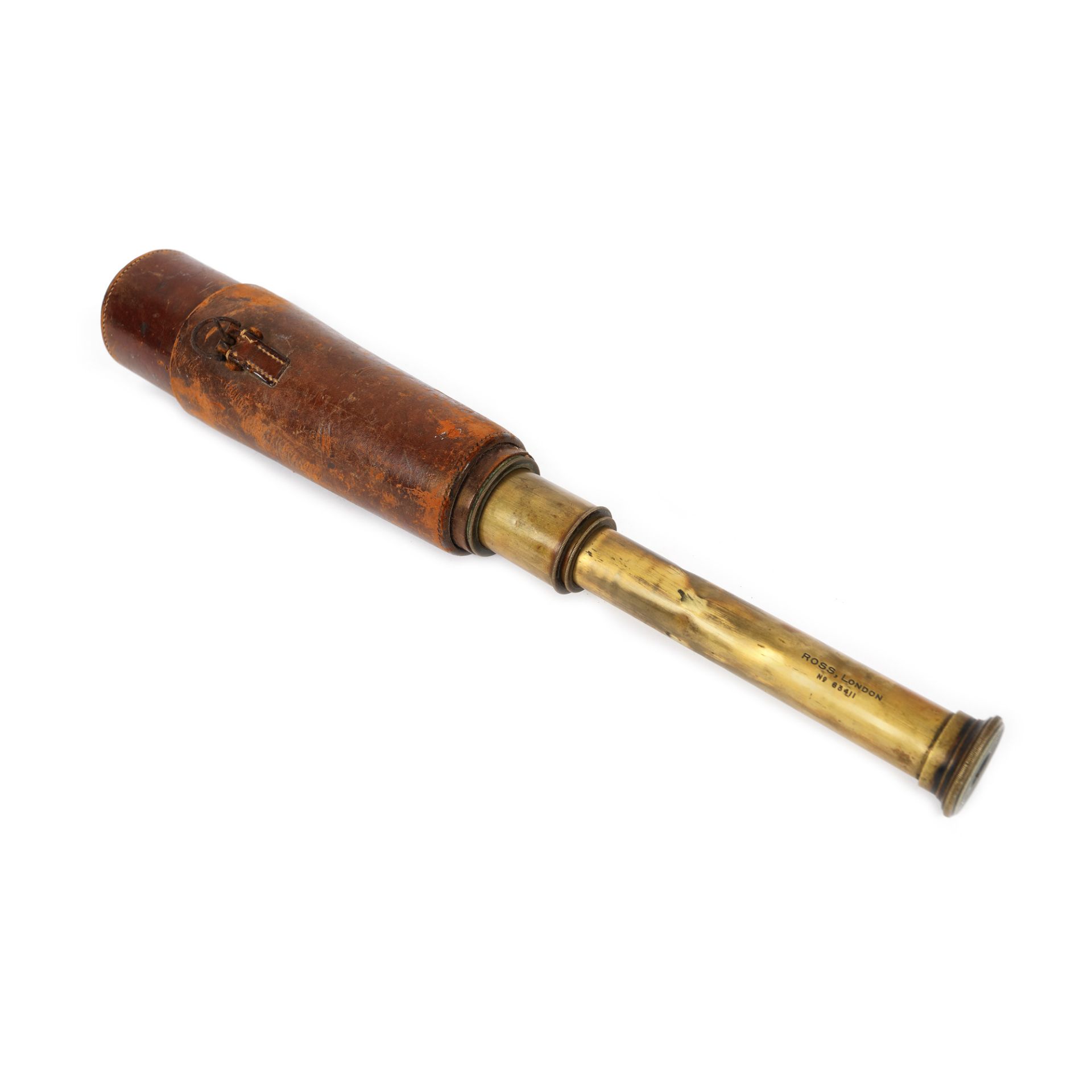 Maritime telescope with leather sheath, "Ross of London" brand, Great Britain, approx. 1880 - Bild 2 aus 3