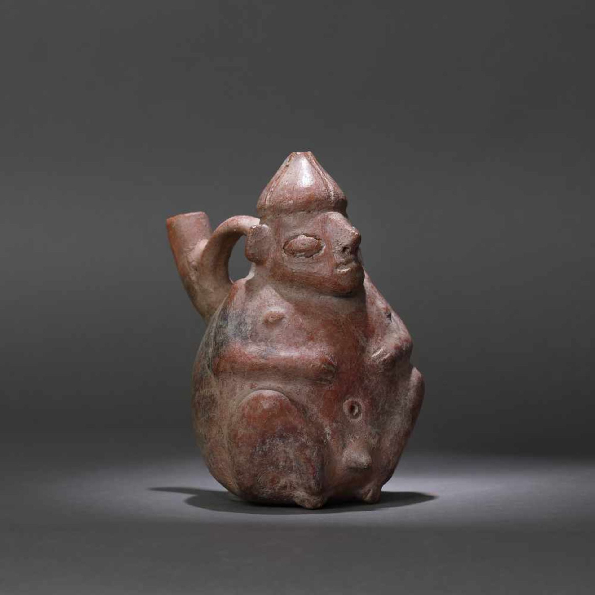 Ceramic vessel, illustrating a man, Vicus culture, Peru, approx. 1,550 years old, 5th century (accom - Image 3 of 6