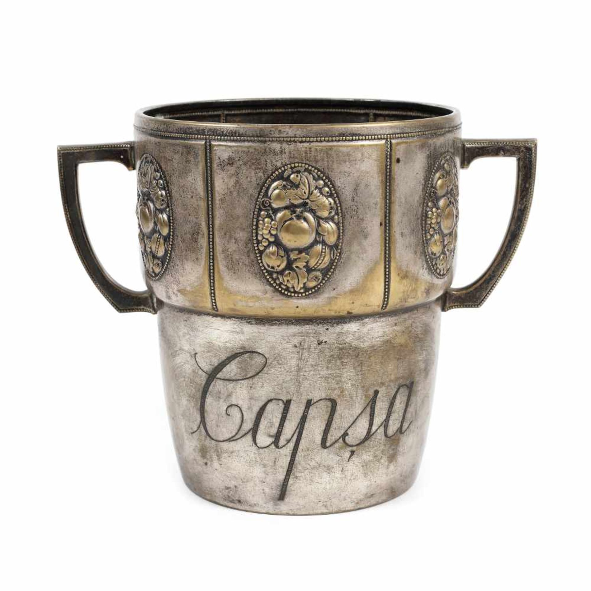 Ice bucket decorated with peonies and grapes, with Casa Capșa brand