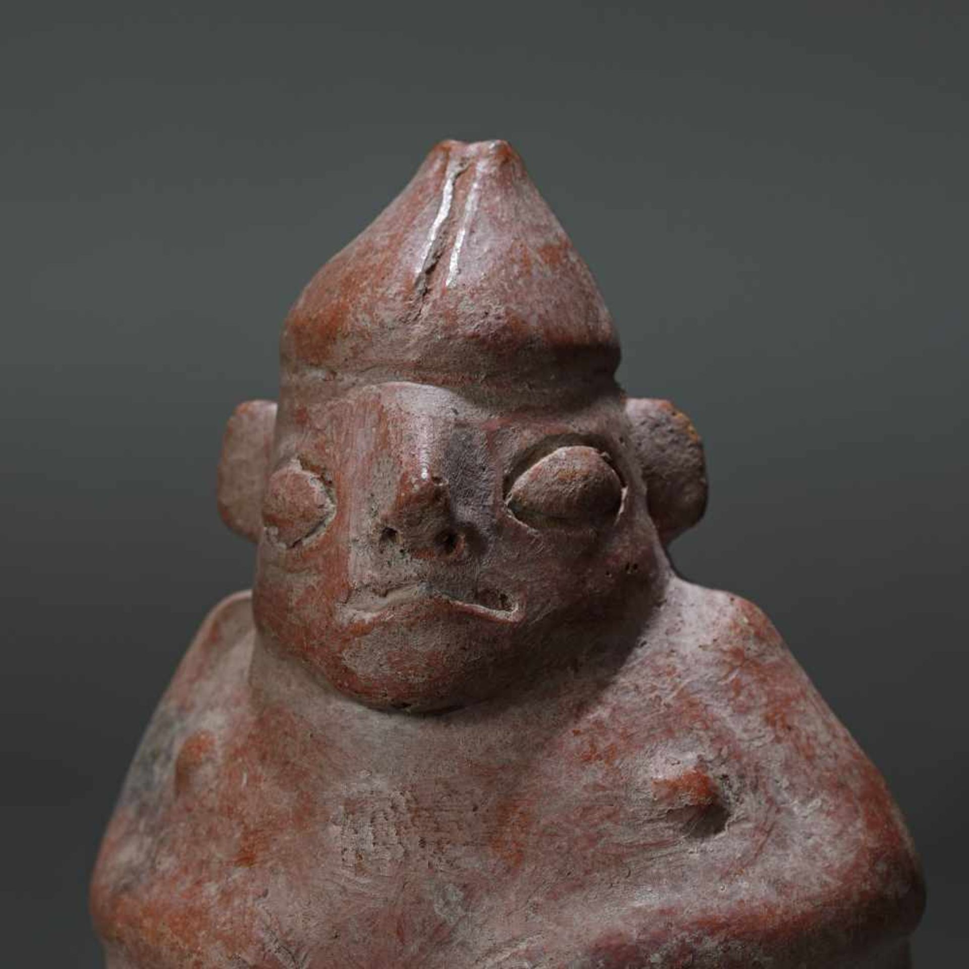 Ceramic vessel, illustrating a man, Vicus culture, Peru, approx. 1,550 years old, 5th century (accom - Image 2 of 6