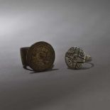 Pair of engagement rings, decorated with cross motif and solar motifs, the Land of the Hutsuls, 19th