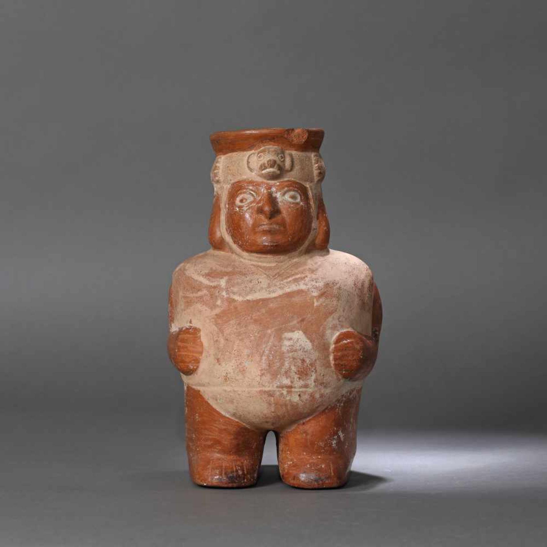 Painted ceramic vessel, illustrating a man, Moche culture, Peru, approx. 1,200 years old, 9th centur