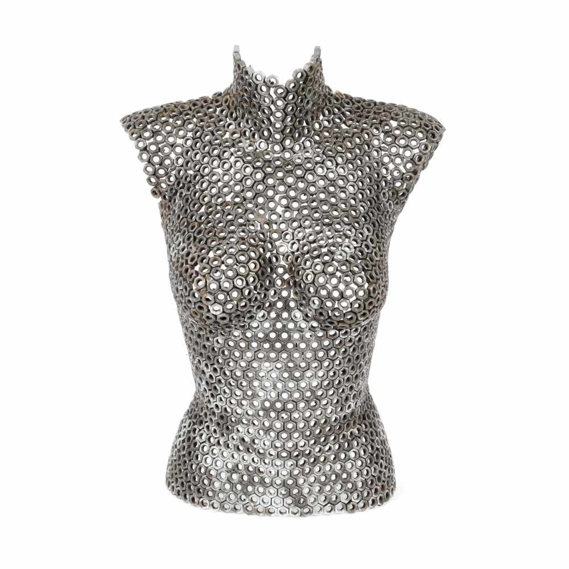 Engineer's muse - unique women's torso made of bolt nuts, 20th century