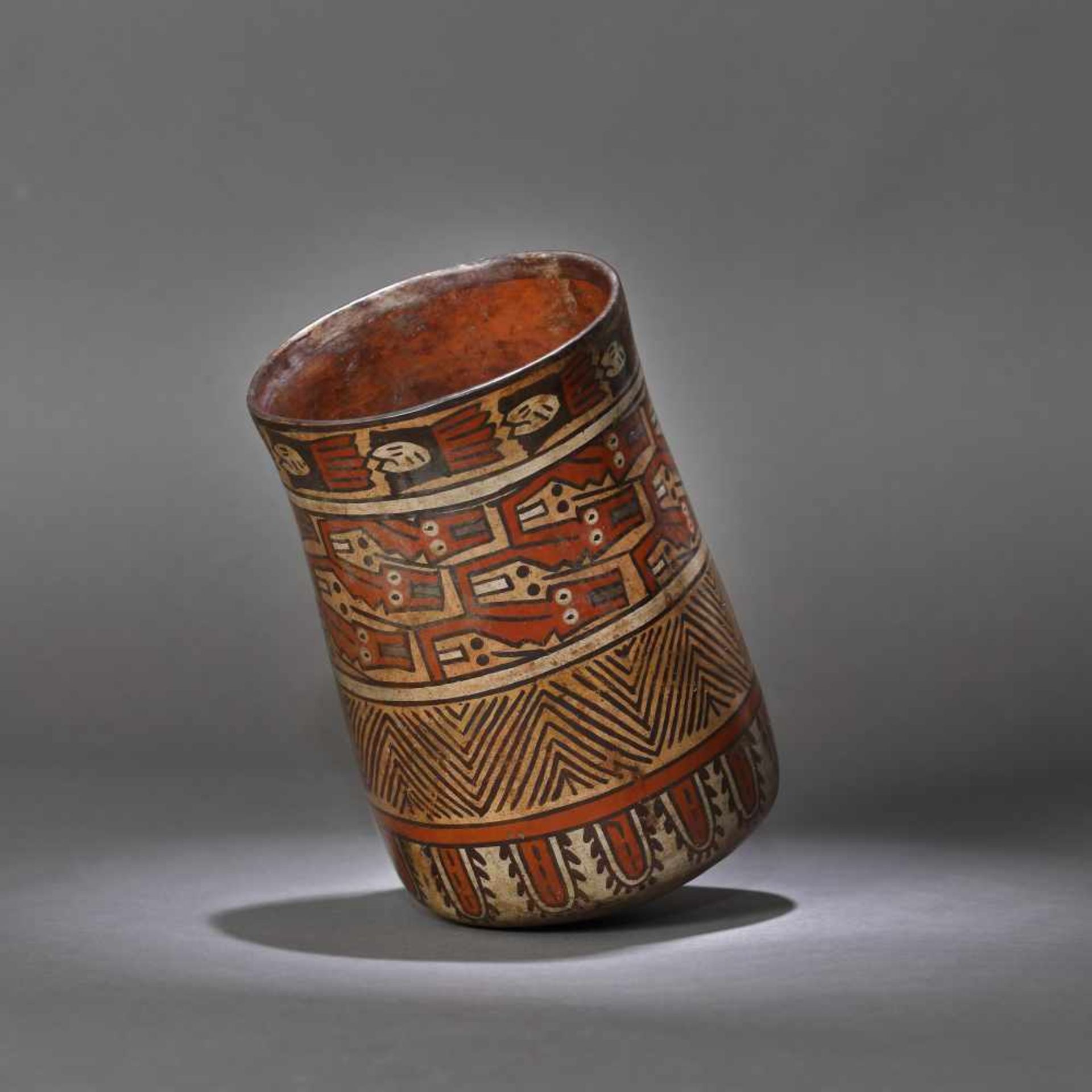 Painted ceramic vessel, decorated with beheaded shamans, Nazca culture, Peru, approx. 1,400 years ol - Image 3 of 5