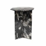 Tea table, black marble with fossilized inclusions, Morocco, middle 20th century