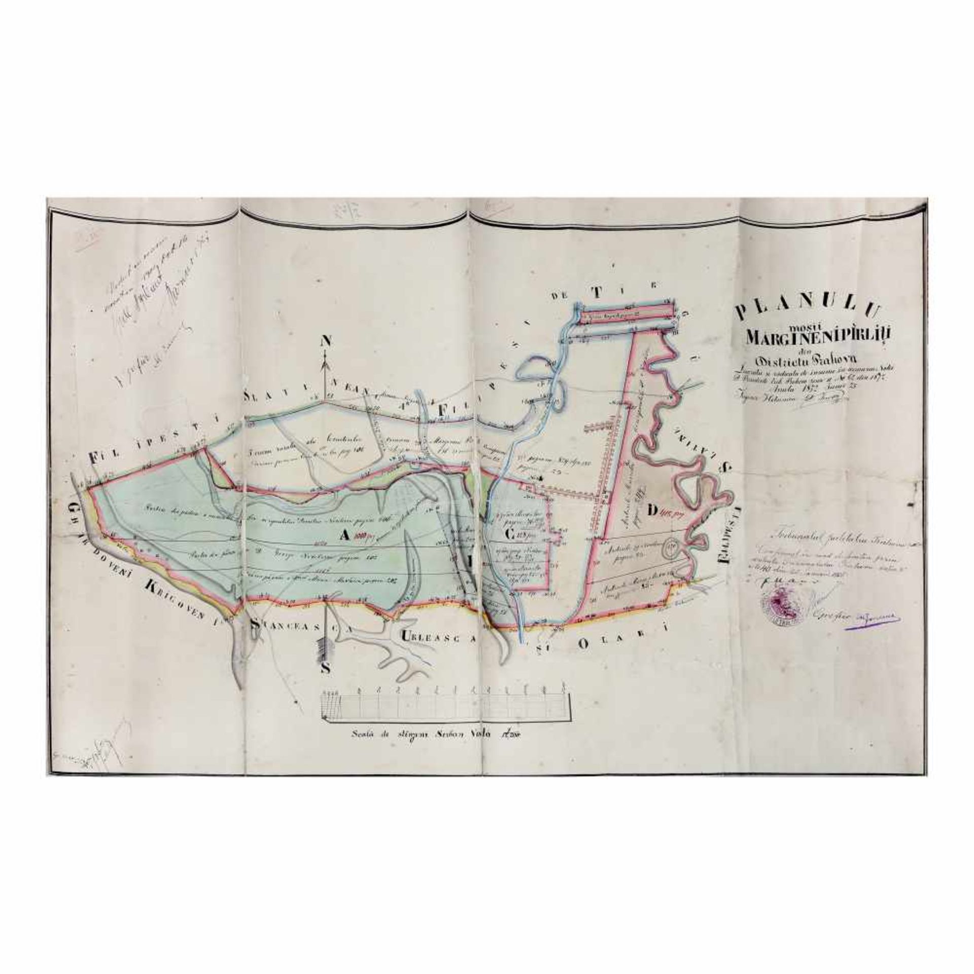 The plan of the Mărgineni-Pârliți estate from Prahova, made by hand by the engineer D. Ionescu, J