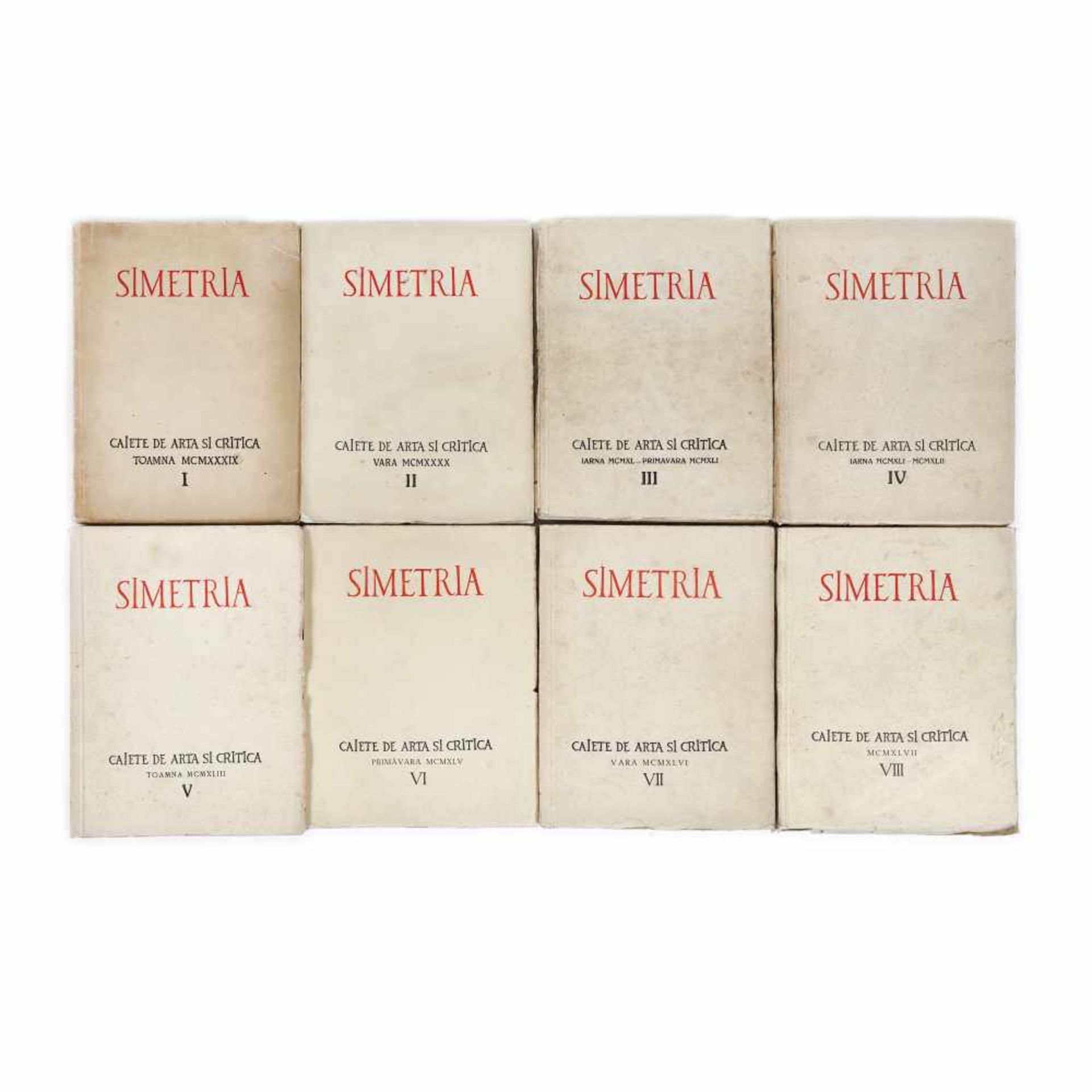 The complete series of the architectural magazine "Simetria", numbers I-VIII, Bucharest, 1939-1947