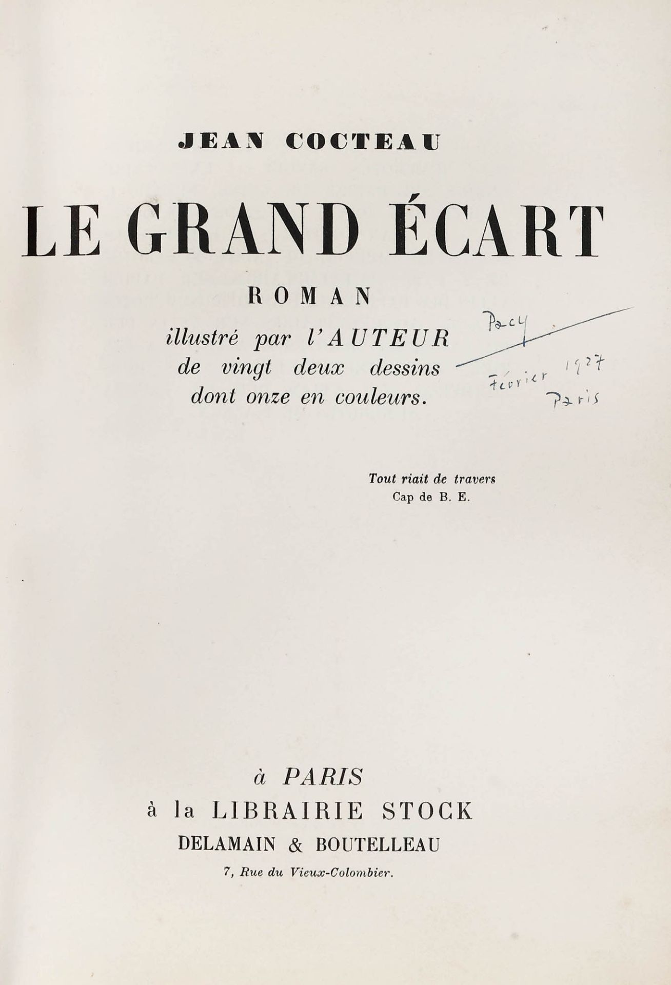 "Le grand ecart", by Jean Cocteau, French, Paris, 1923, with 22 drawings made by the author - Image 2 of 11