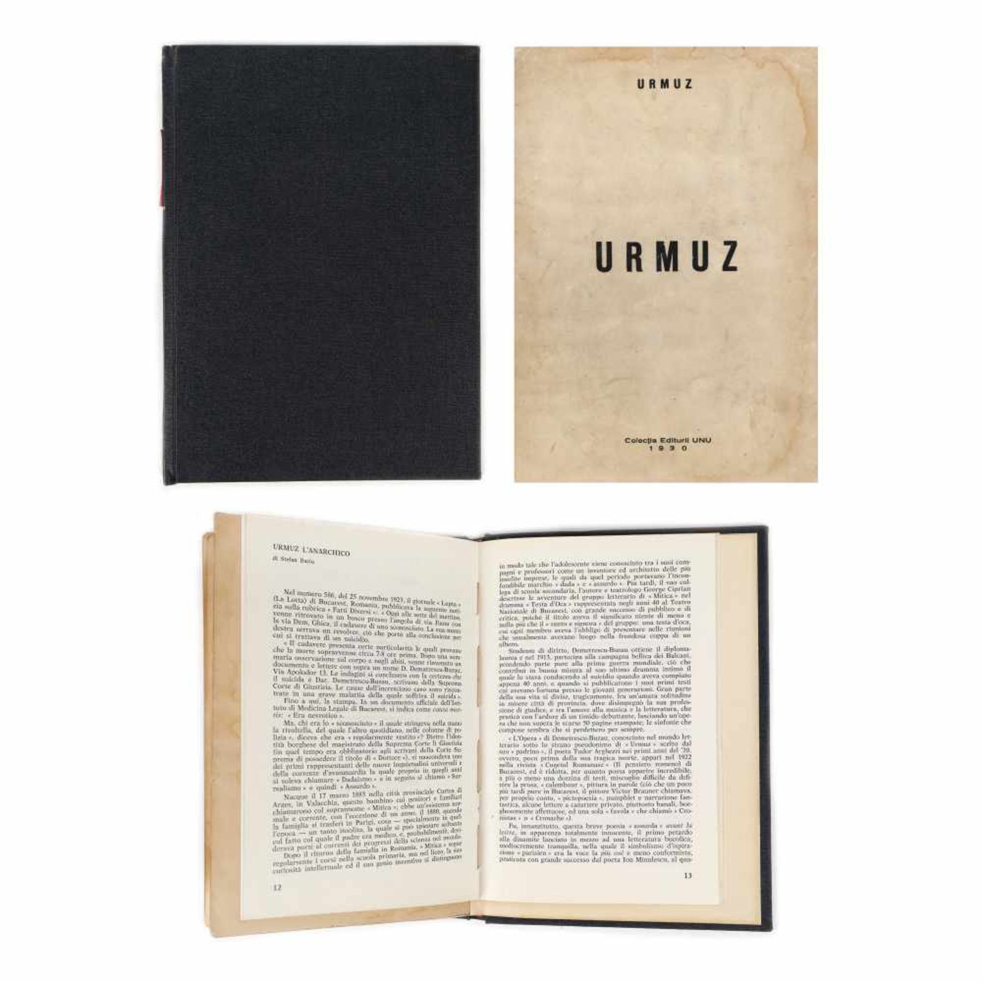 "Urmuz" colligatum, by Urmuz (edited by Sașa Pană), Bucharest, 1930, and "Urmuz - l`anarchico", To