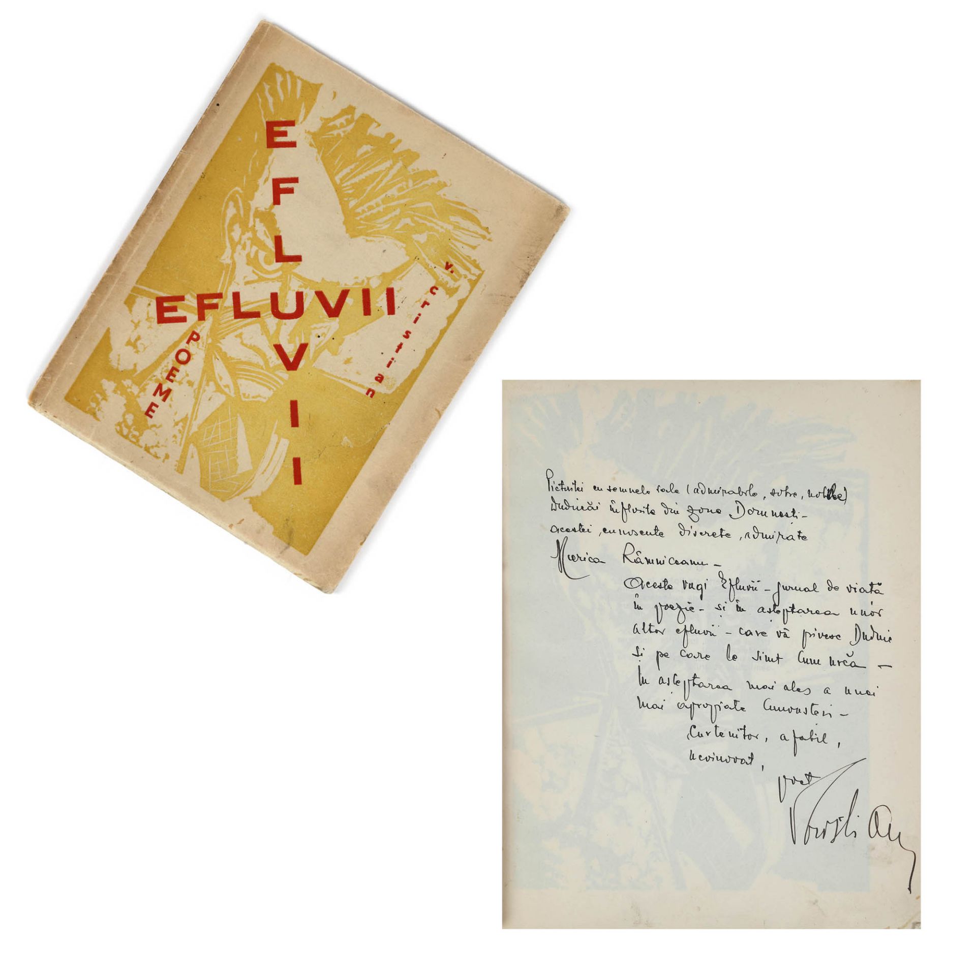 "Efluvii" ("Effluvia"), by V. Cristian, Bucharest, with a drawing by Marcel Iancu and the author's d