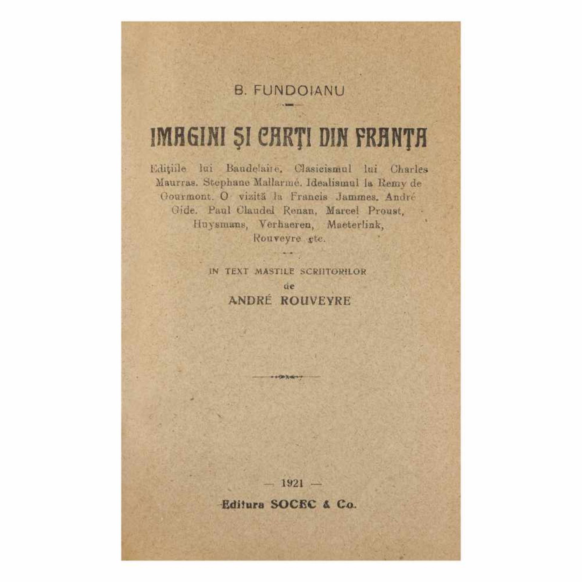 "Imagini și cărți din Franța" ("Images and books from France"), by Benjamin Fundoianu, Bucharest - Image 2 of 6