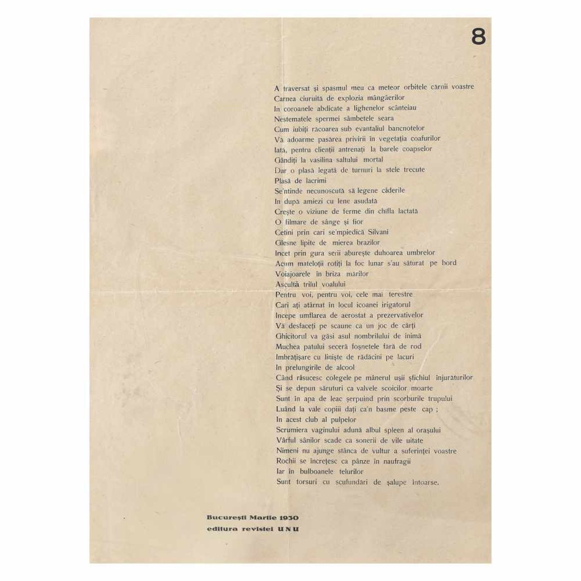 Poem-poster "8-11-19", by Virgil Gheorghiu, Bucharest, 1930, very rare, collectible piece - Image 2 of 2