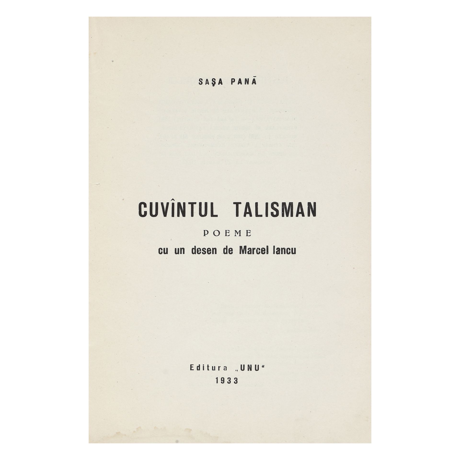 "Cuvântul talisman" ("The talisman word"), by Sașa Pană, Bucharest, 1933, with a drawing by Marce - Bild 2 aus 4