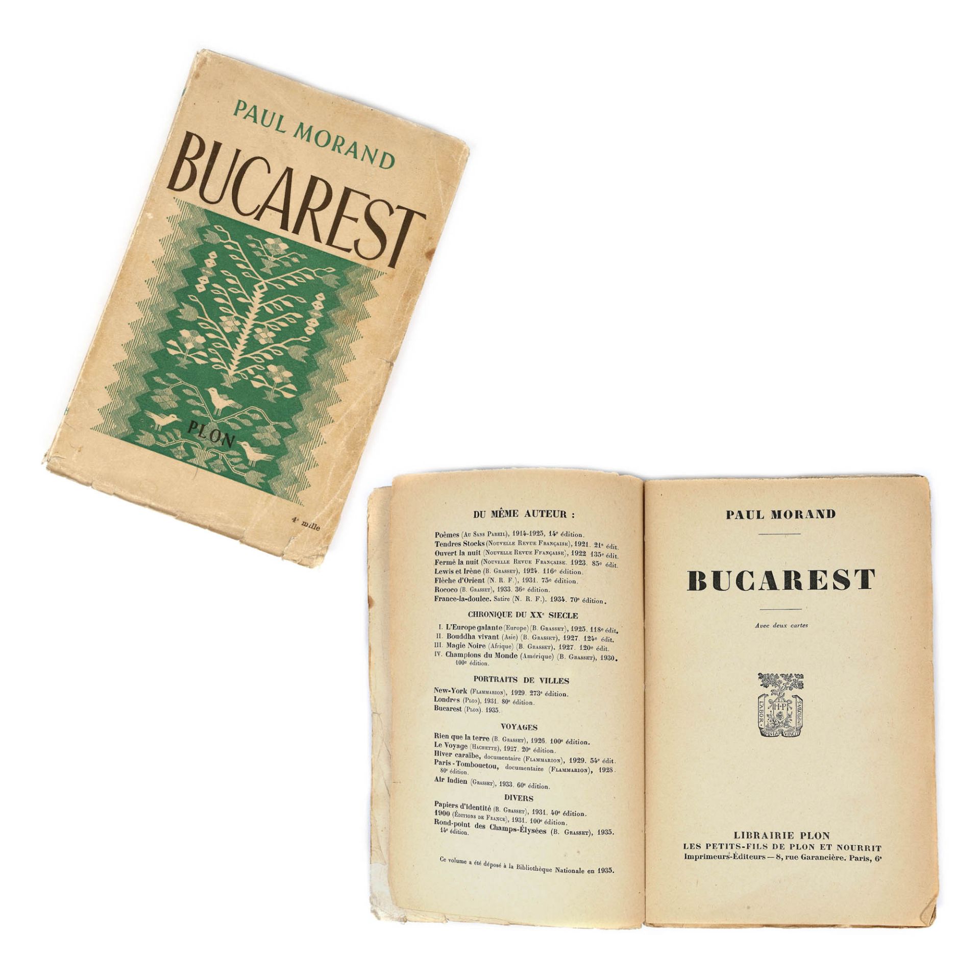 "Bucarest" ("Bucharest"), by Paul Morand, French, Paris, 1935