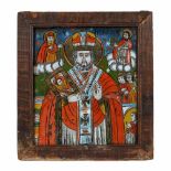 "Saint Nicholas", painted frame, Transylvanian workshop (Șcheii Brașovului), early 19th century