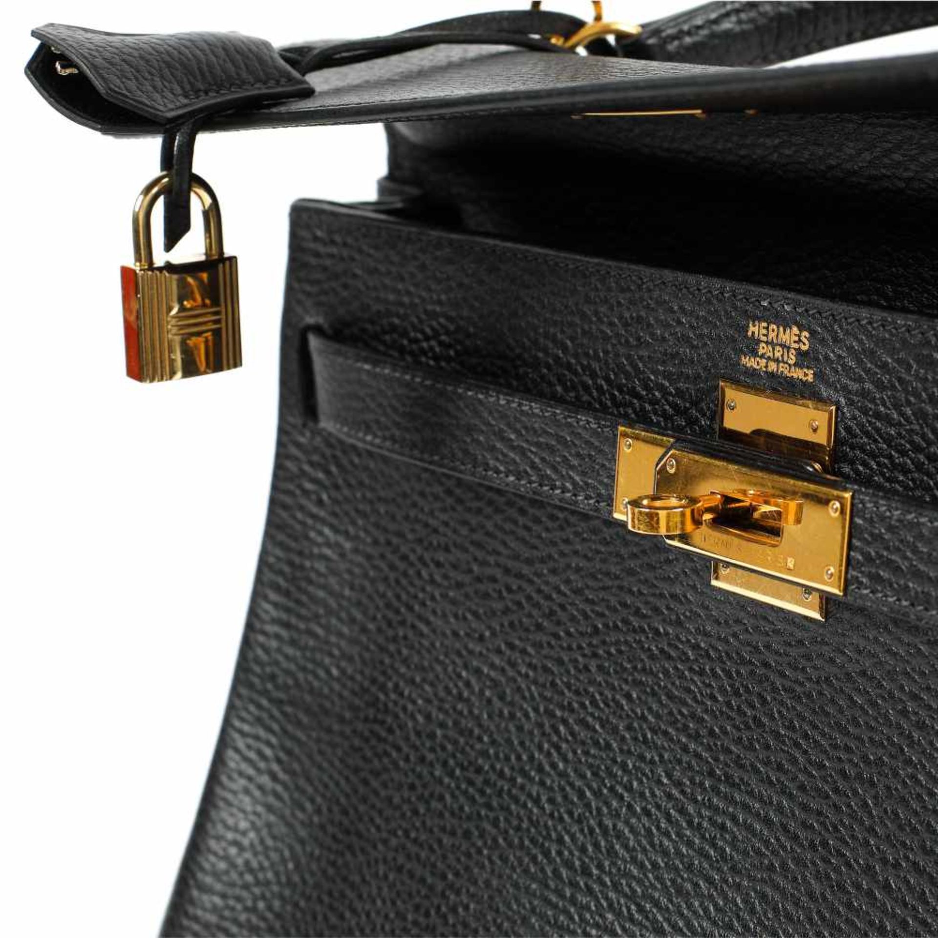 "Kelly 32 Sellier" - Hermès bag, Togo leather, colour Black Ardennes, for women - Bild 3 aus 8