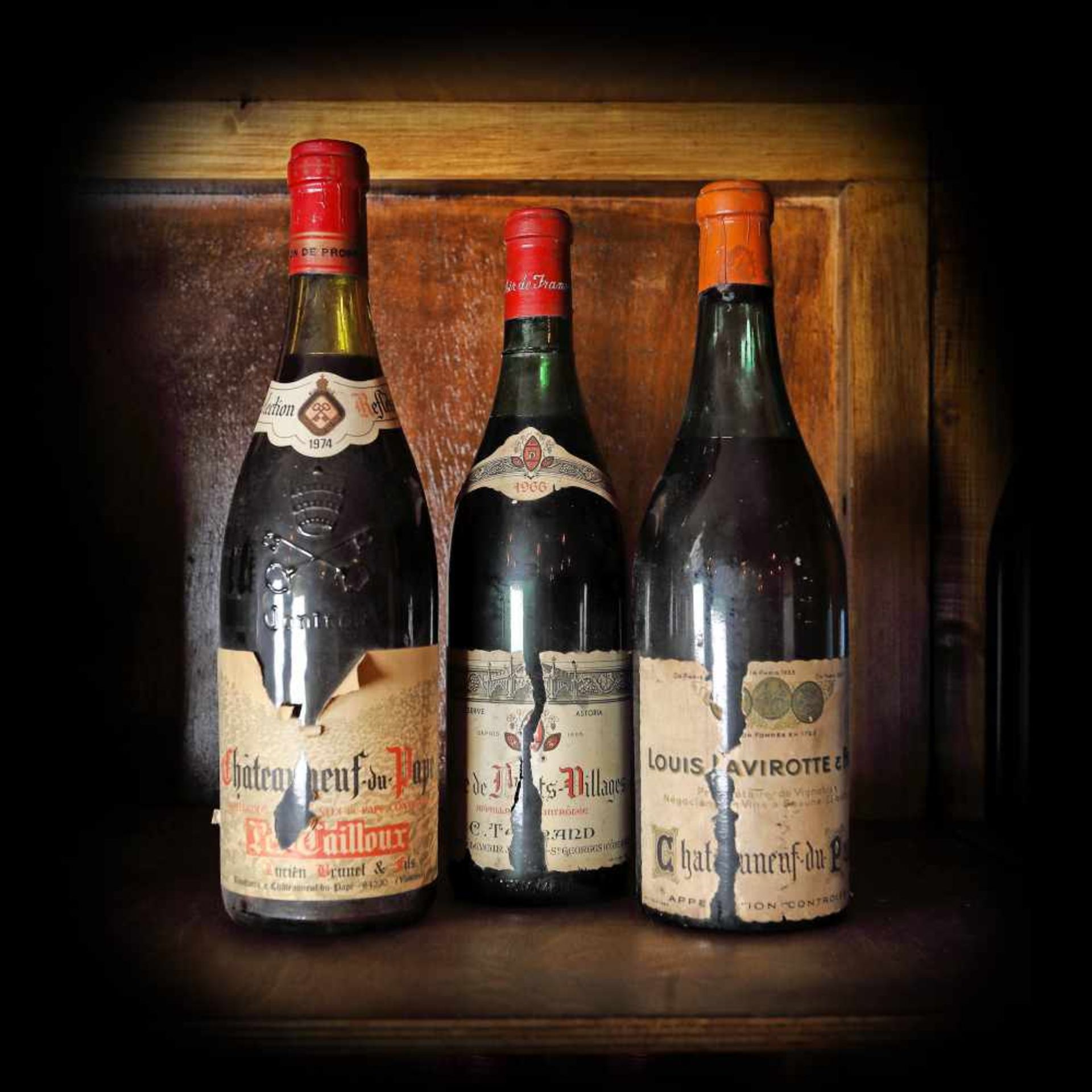 Châteauneuf du Pape and Côte de Nuits-Villages, wine collection, 1966/1974, 3b x 0.75l