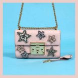 "Padlock" - Gucci bag, leather, pale pink, with applications embroidered in star shapes, for women
