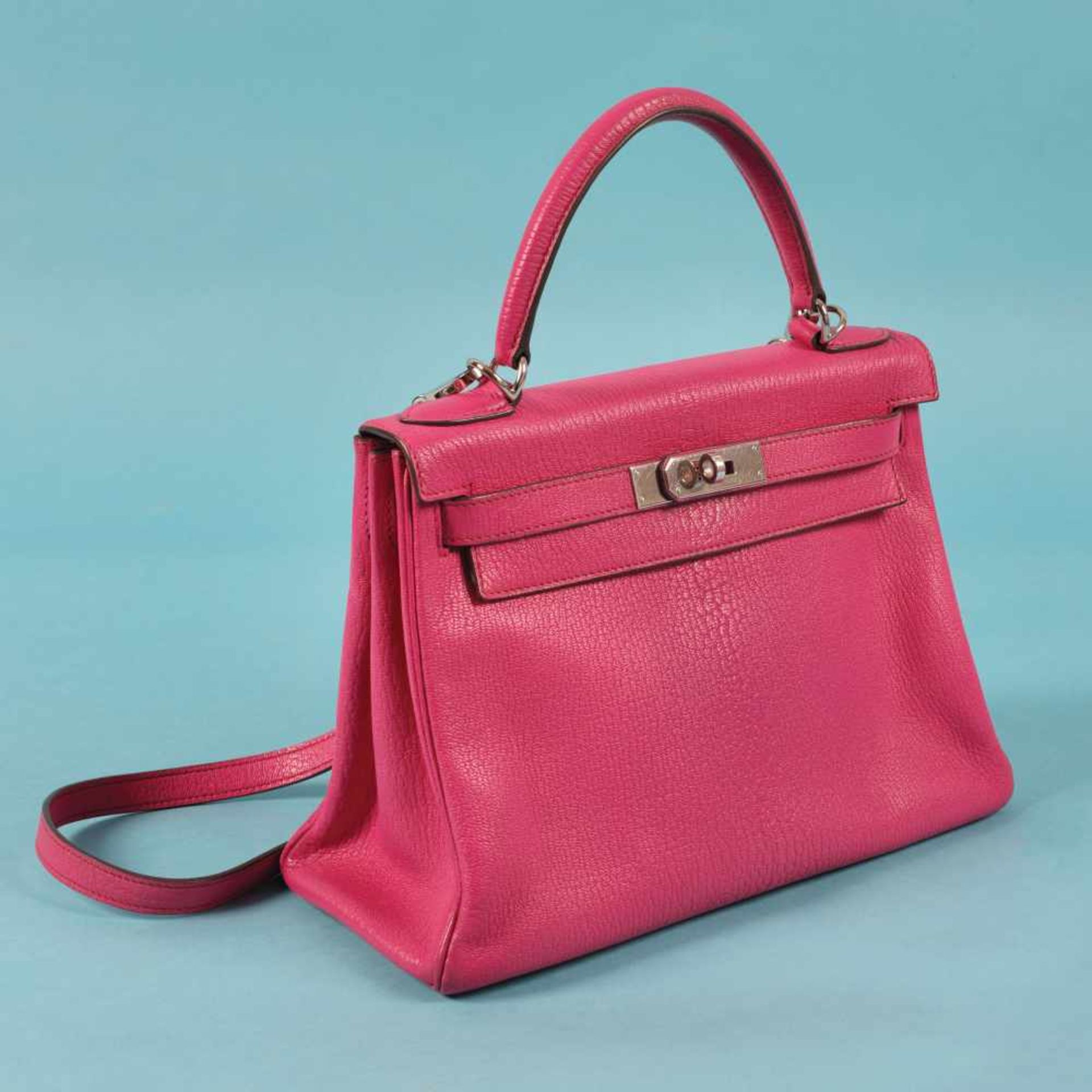 "Kelly 28" - Hermès bag, Chèvre leather, fuchsia, for women - Image 8 of 8