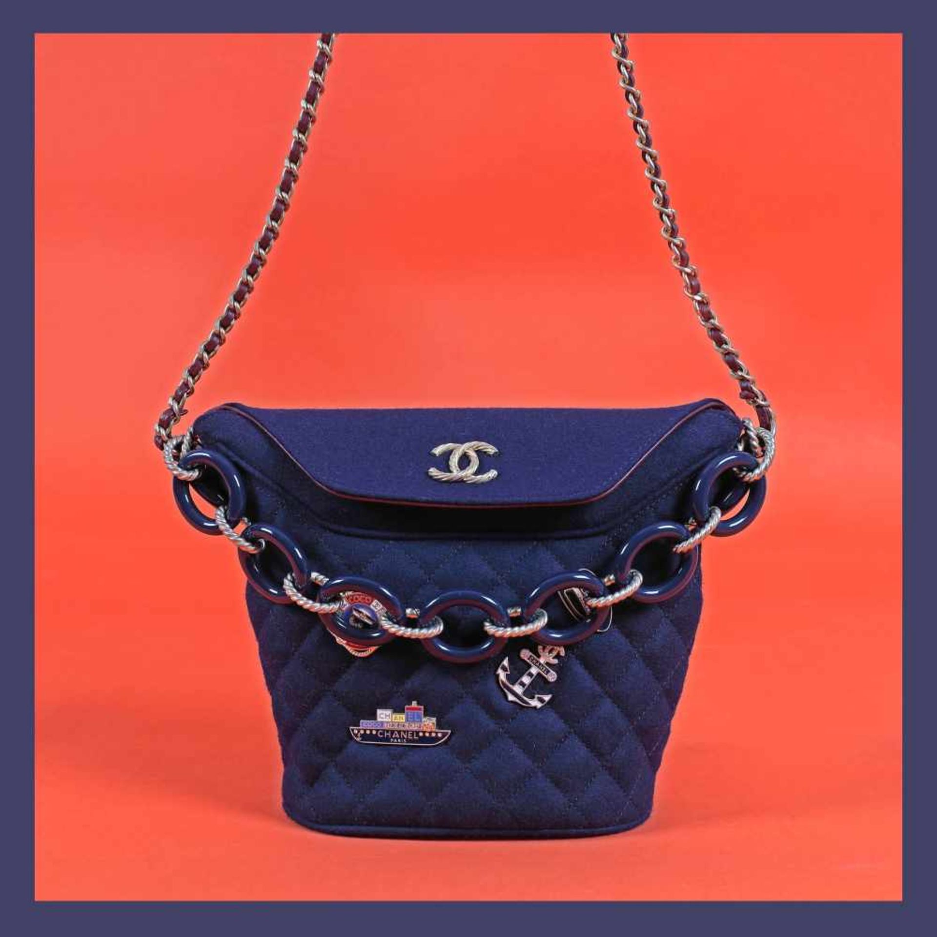 "Paris Hamburg Bucket Bag" - Chanel bag, nautical themed accessories, for women, accompanied by auth