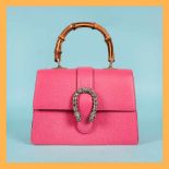 "Dionysus" - Gucci bag, leather, pink, bamboo handle, accompanied by user manual and original box