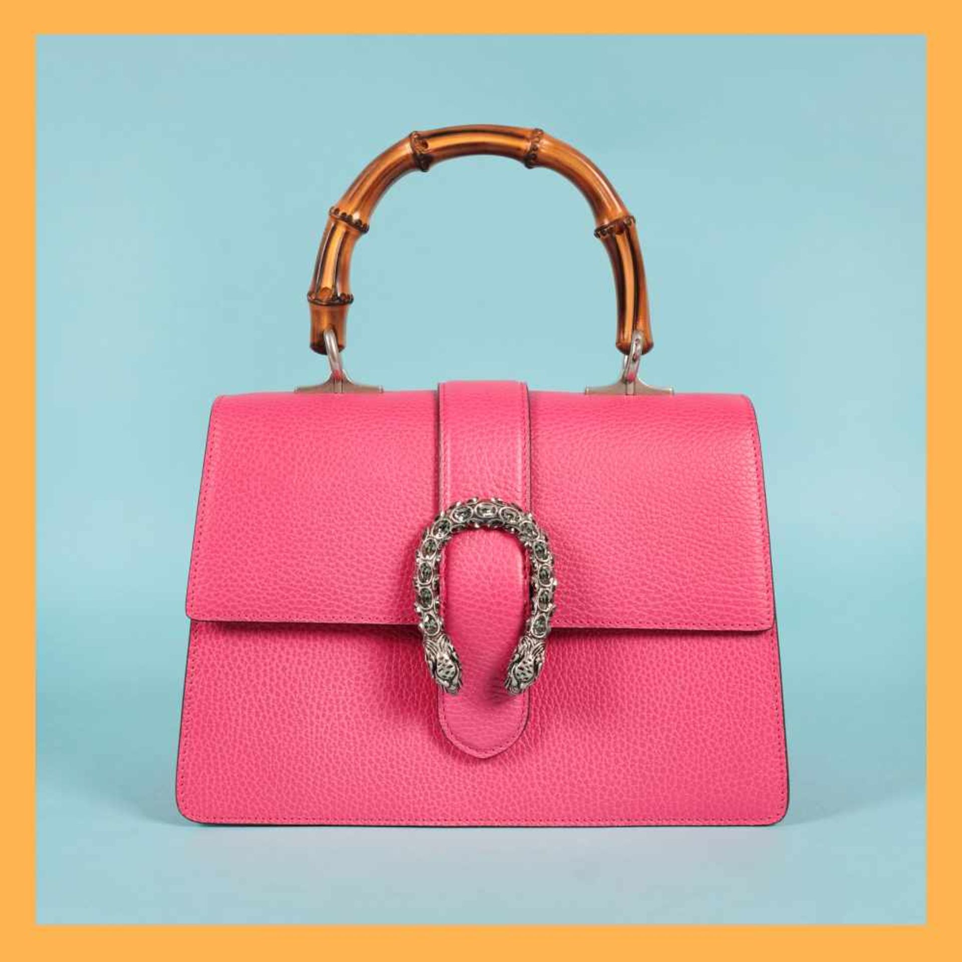 "Dionysus" - Gucci bag, leather, pink, bamboo handle, accompanied by user manual and original box