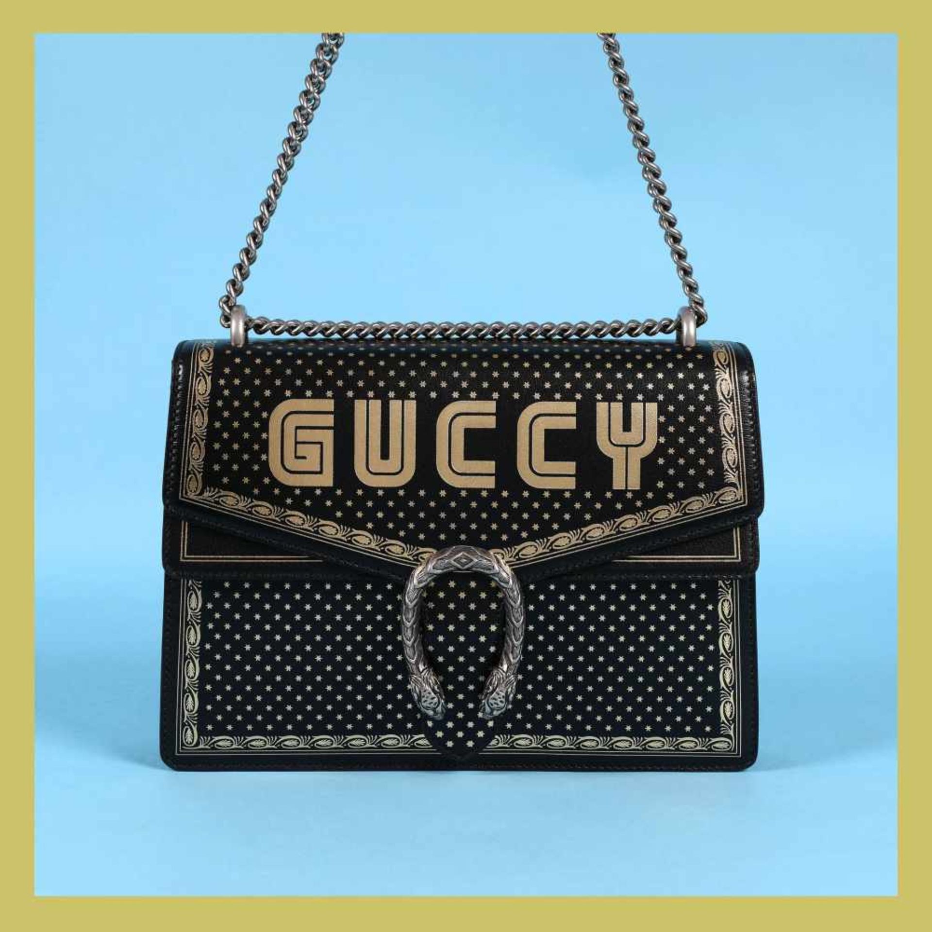 "Dionysus" - Gucci bag, leather, black, decorated with stellar motifs, accompanied by user manual an