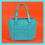 Gianni Versace Couture bag, leather, with greca motif, turquoise, for women