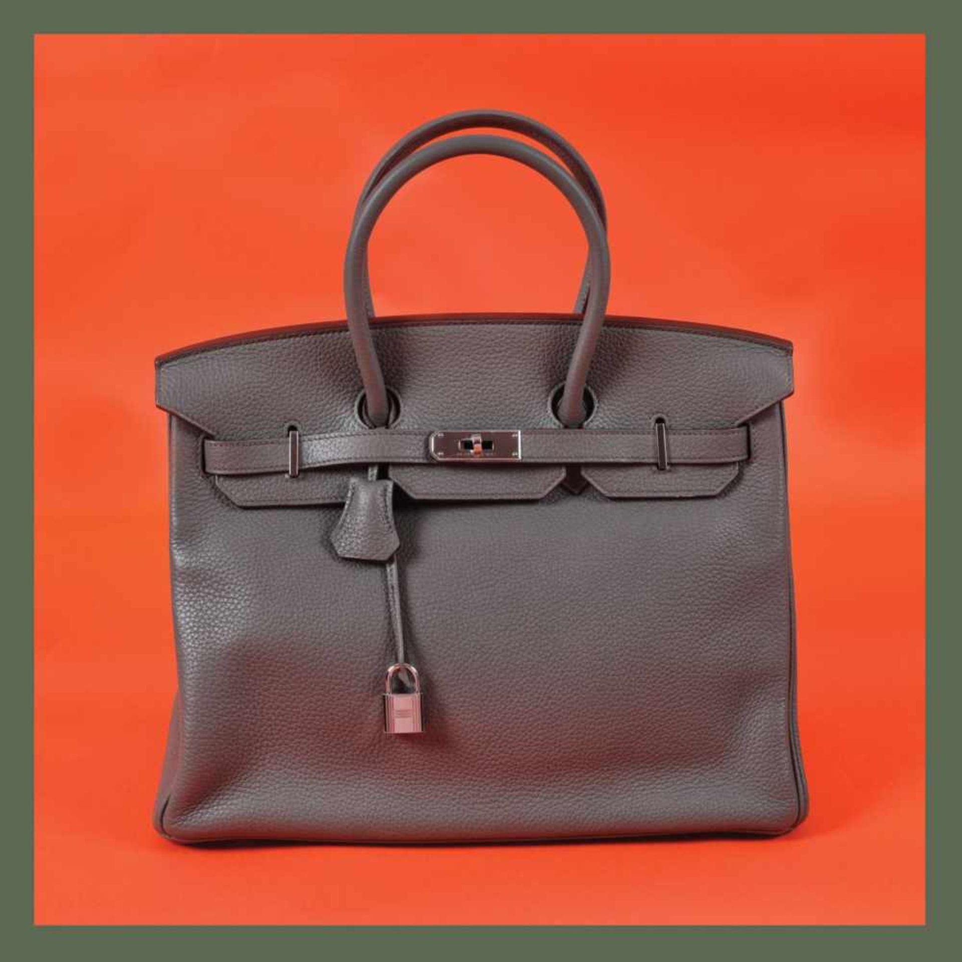 "Birkin 35" - Hermès bag, Clemence leather, colour Etain, for women, accompanied by original box