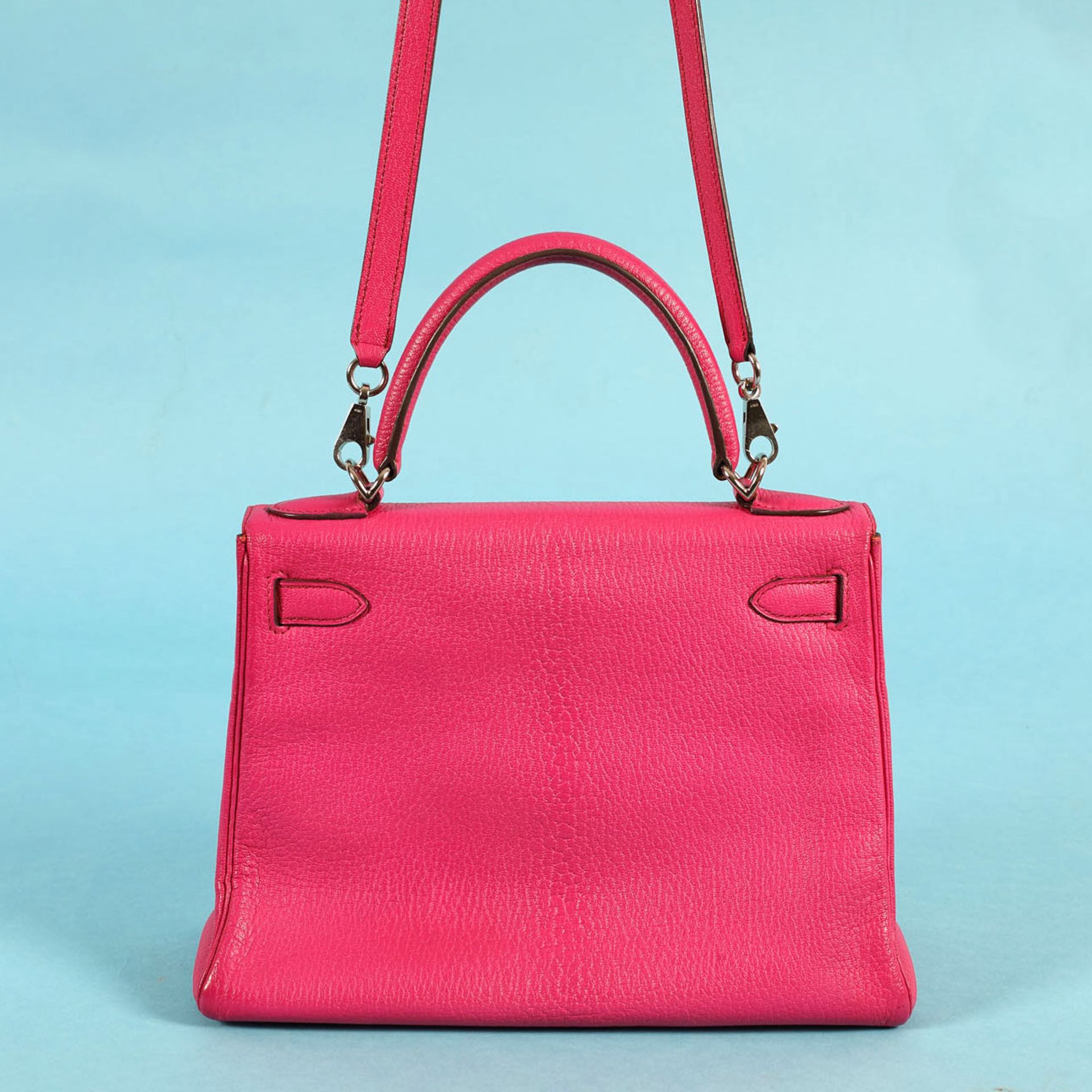 "Kelly 28" - Hermès bag, Chèvre leather, fuchsia, for women - Image 3 of 8