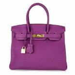 "Birkin " - Hermès bag, Togo leather, colour Anemone