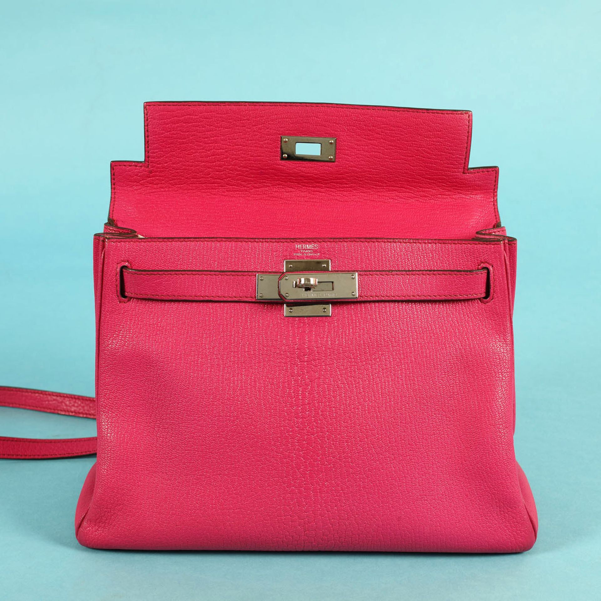 "Kelly 28" - Hermès bag, Chèvre leather, fuchsia, for women - Image 4 of 8