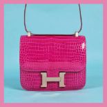 "Constance 24" - Hermès exceptional bag, crocodile leather, colour Rose Scheherazade, for women